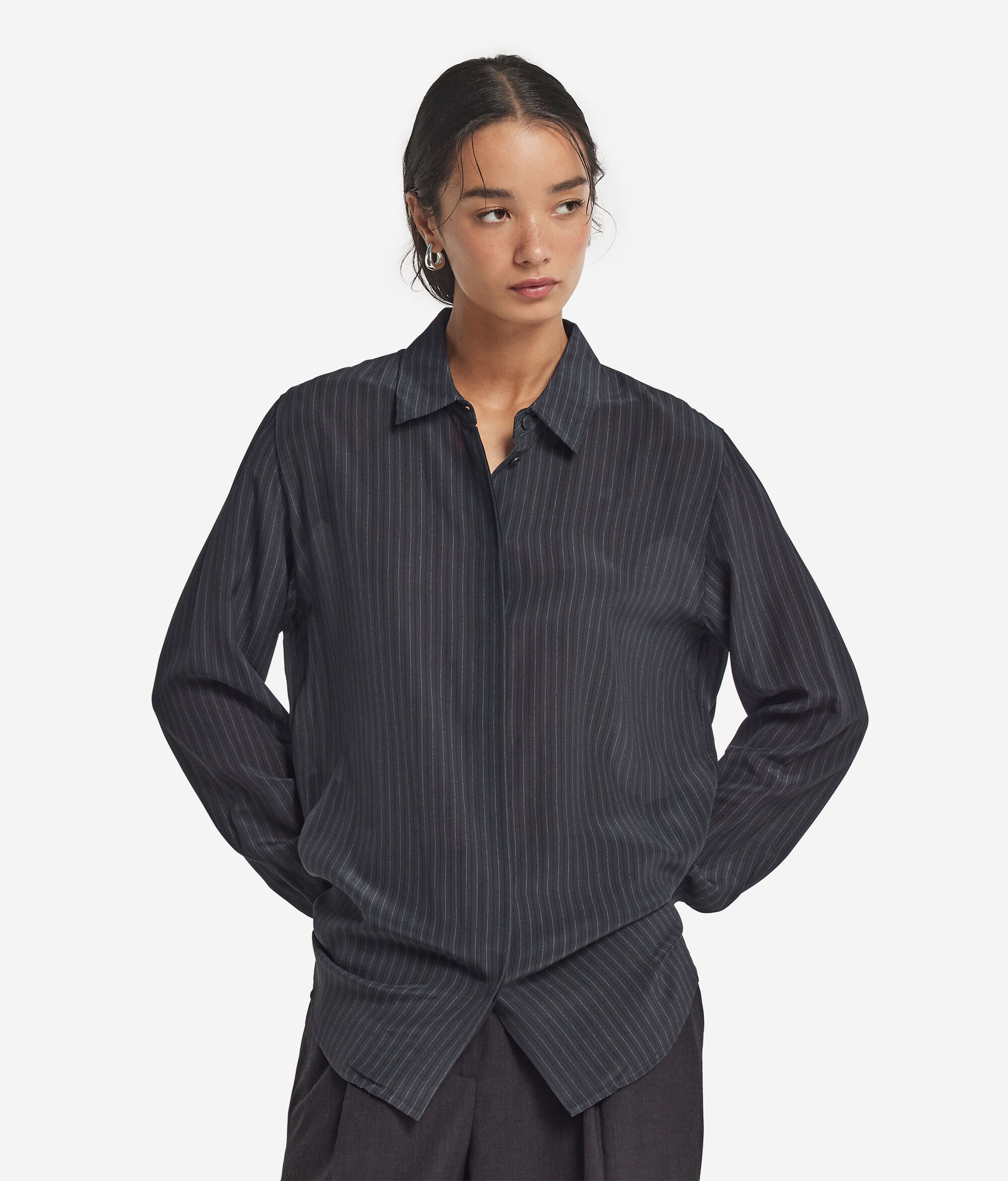 Printed Silk Shirt with Collar