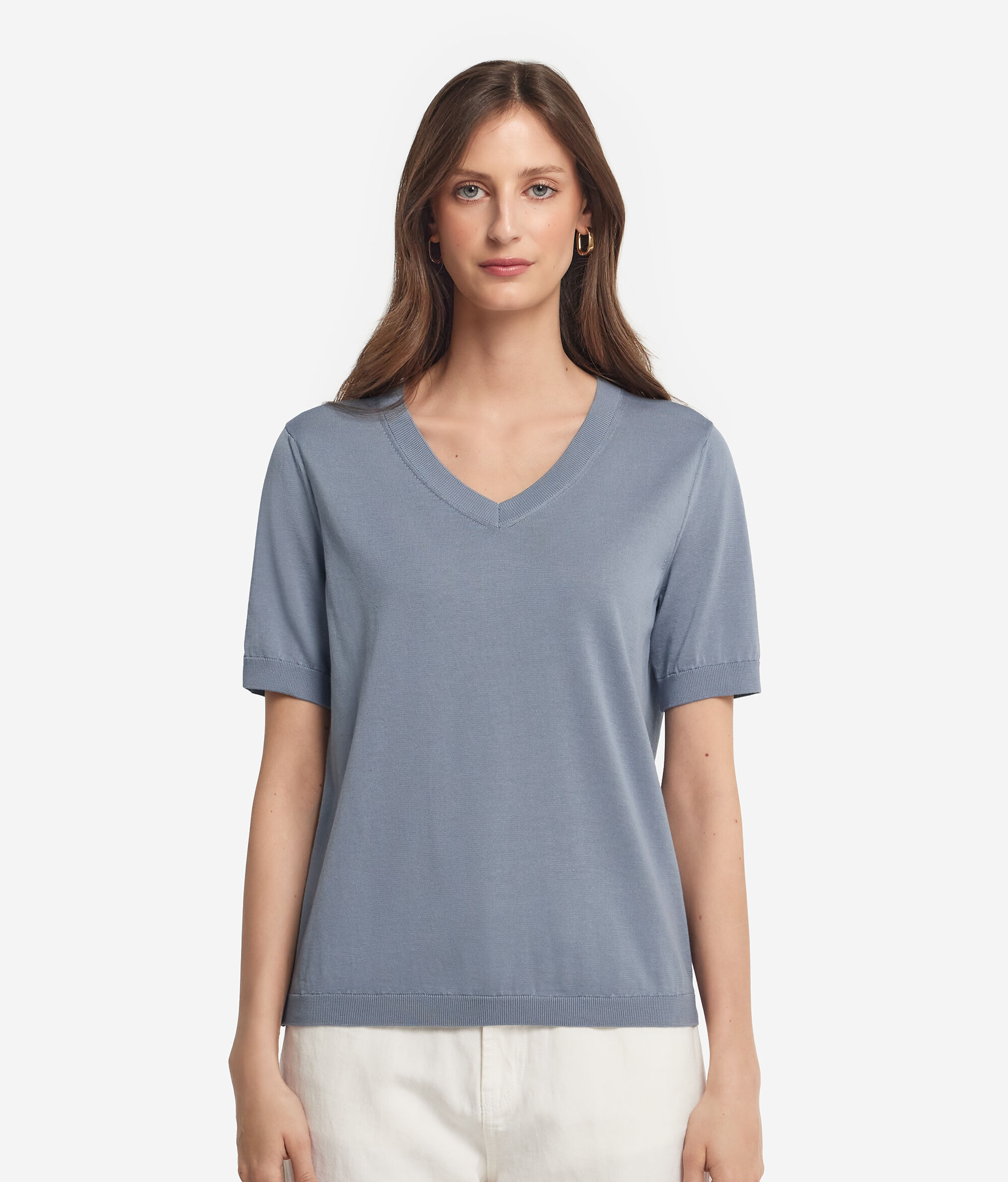 Tricou Decolteu în V Bumbac Fresh