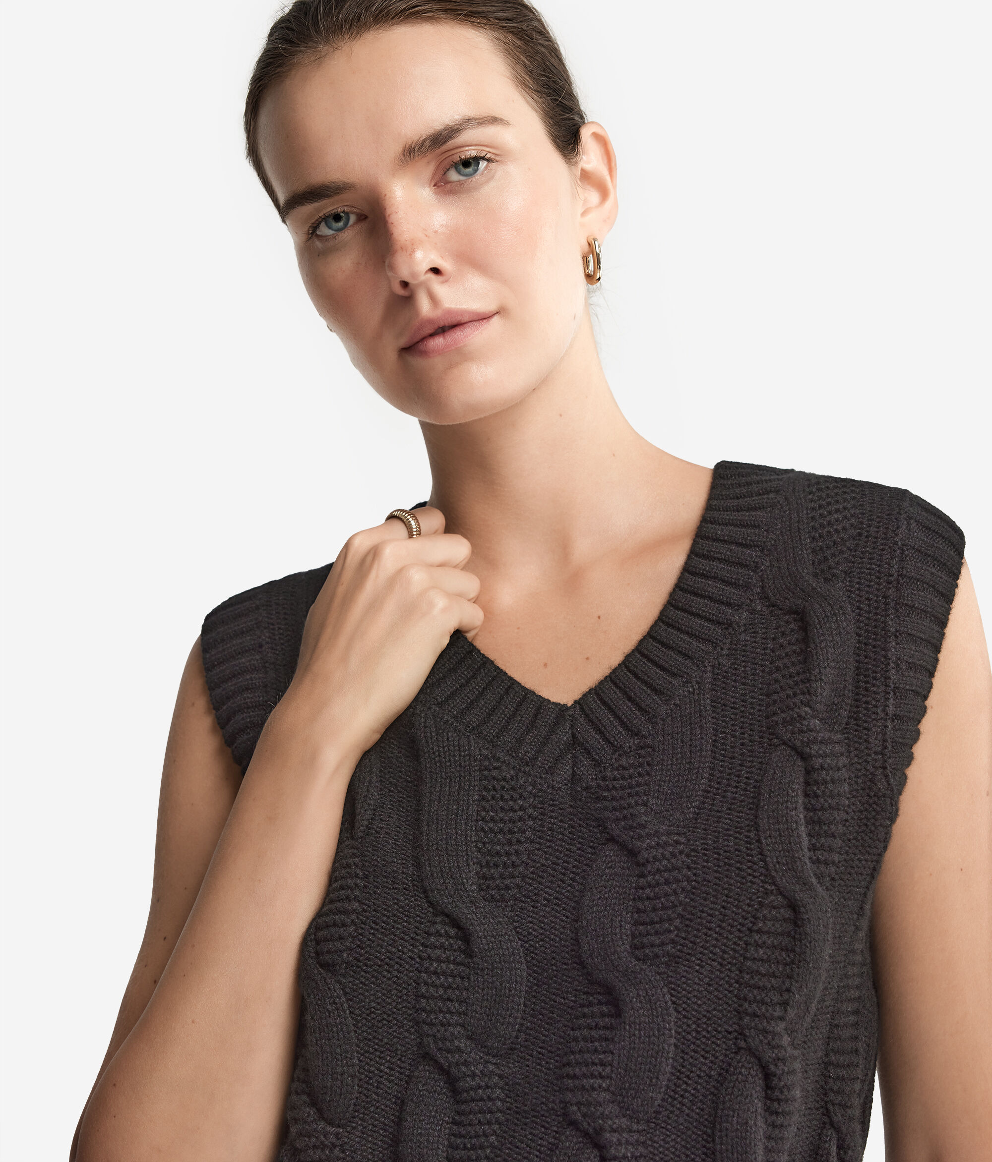 Gilet con trama a Trecce in Cashmere Ultrasoft