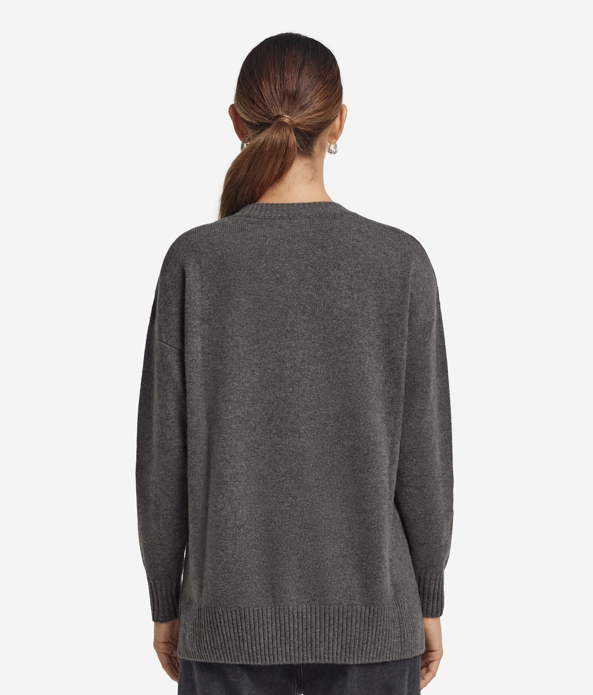 Jersey de cuello redondo con aberturas en cashmere ultrasoft