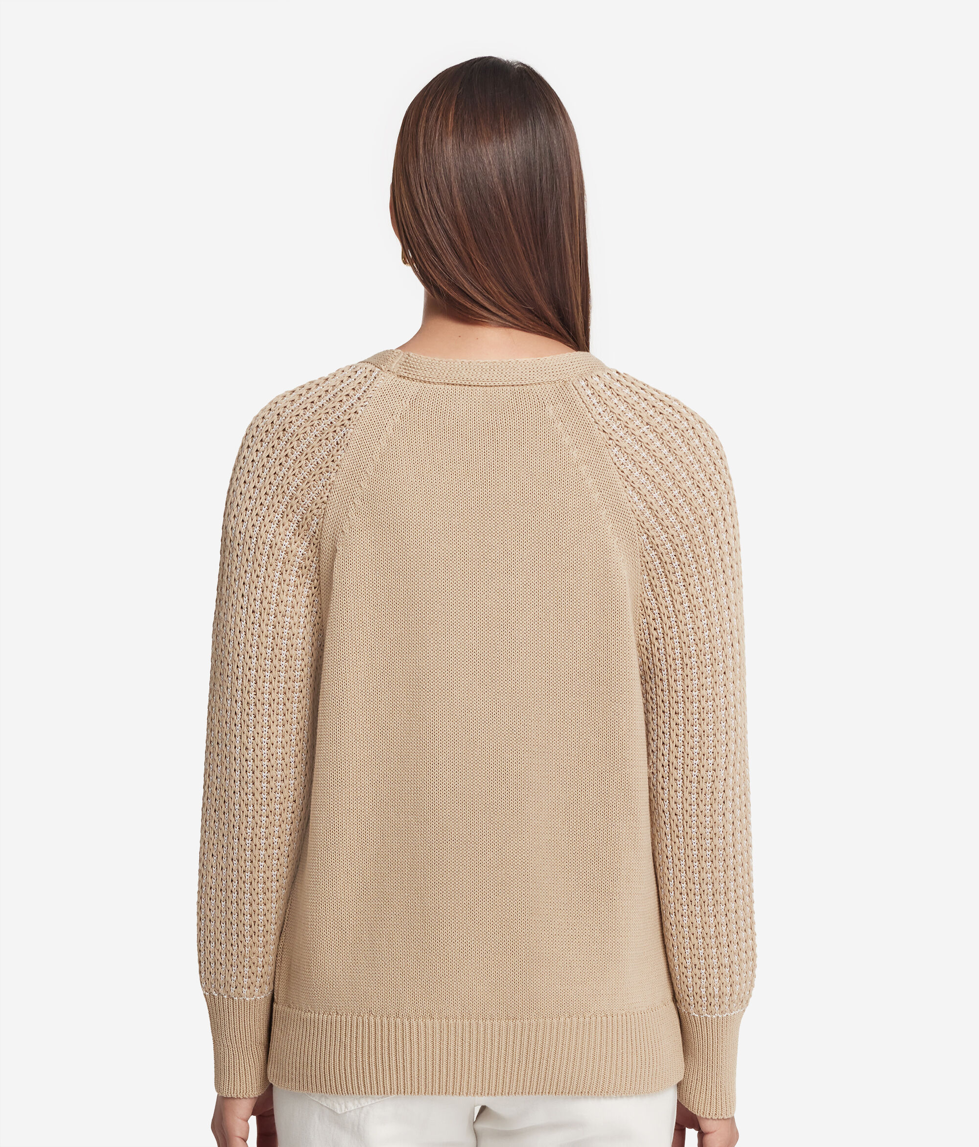Cardigan con maniche lavorate in Cotone