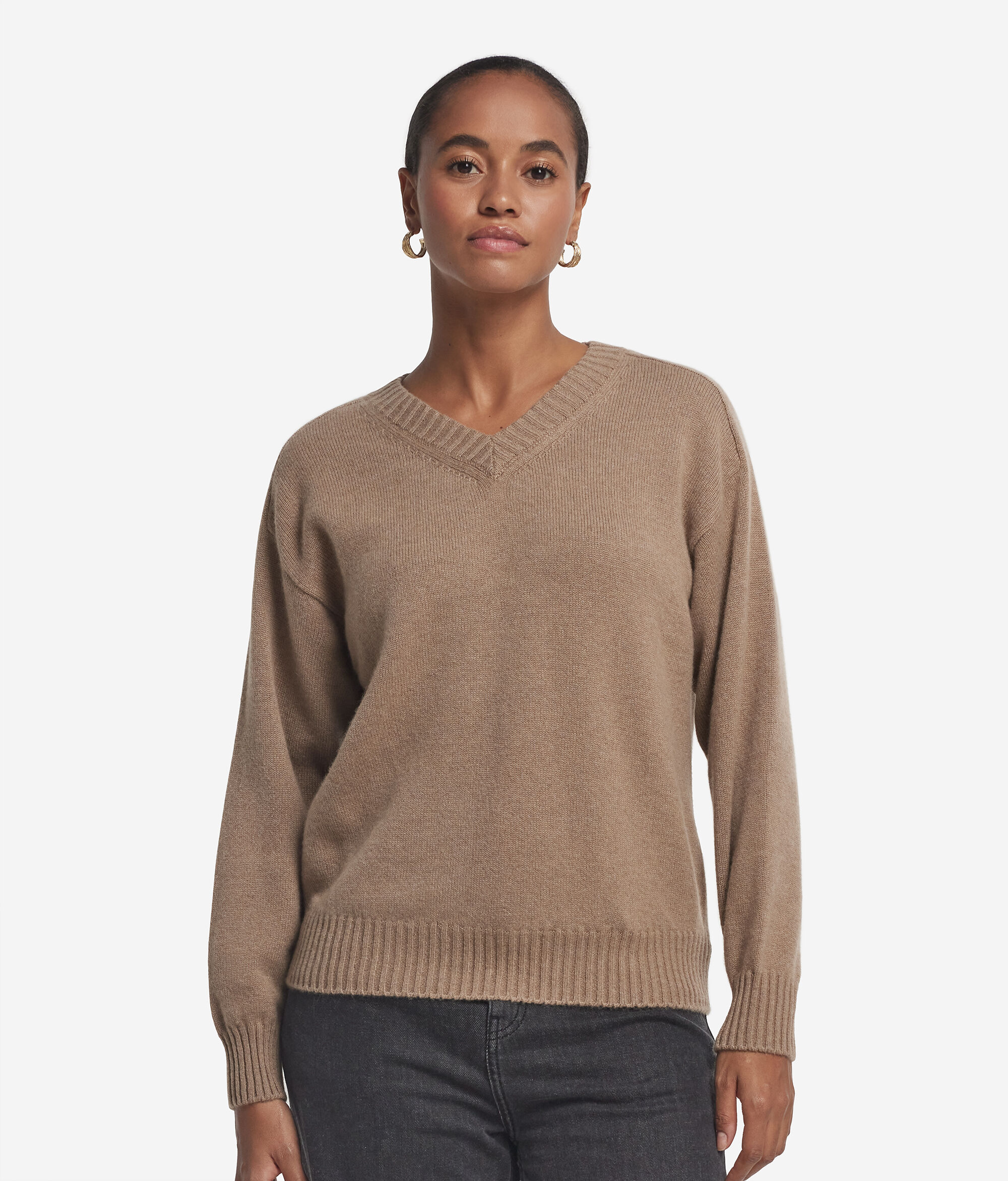 Pullover mit V-Ausschnitt und Sattelschulter aus Kaschmir Ultrasoft