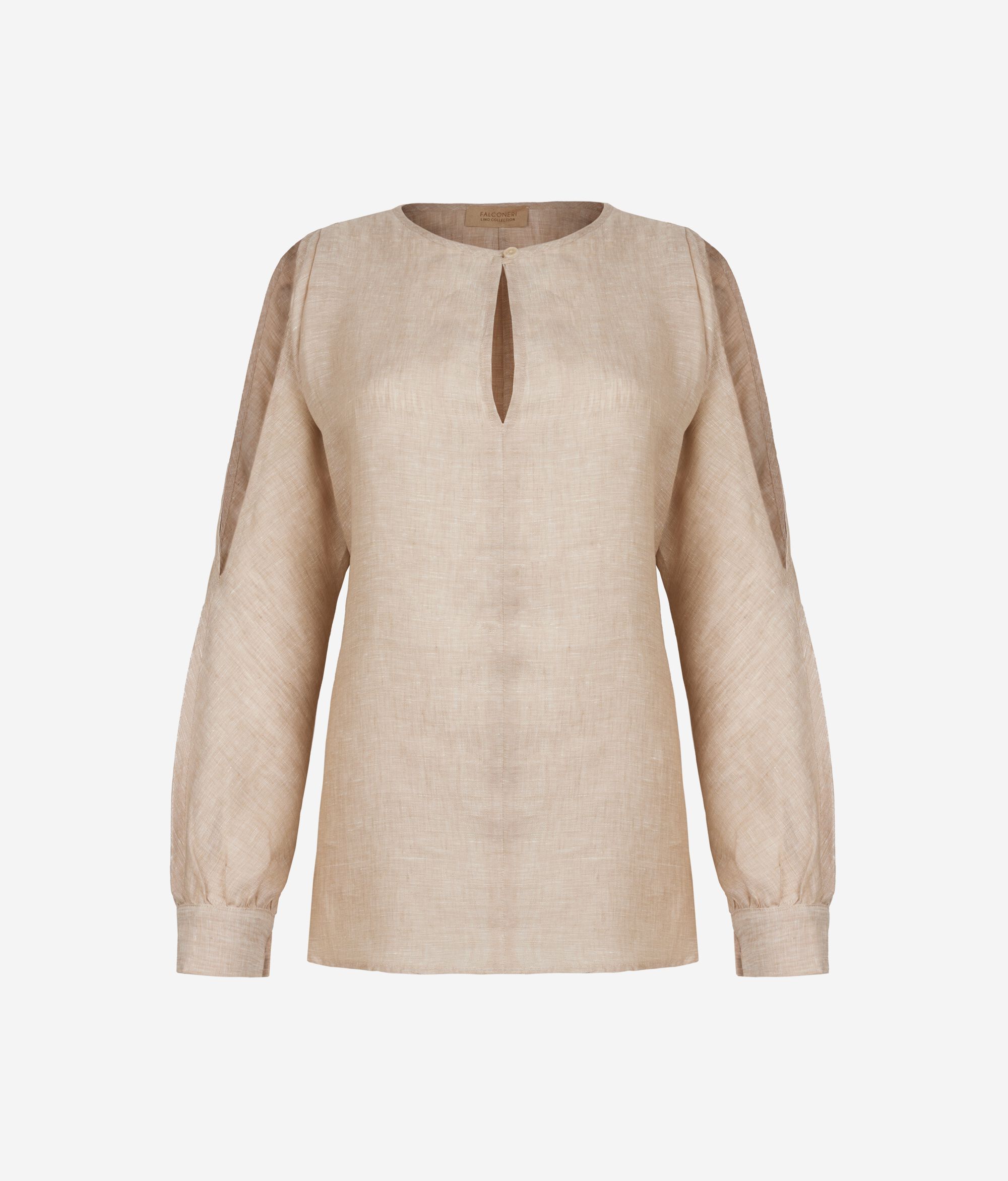 Linen Shirt with Cut Out Shoulders