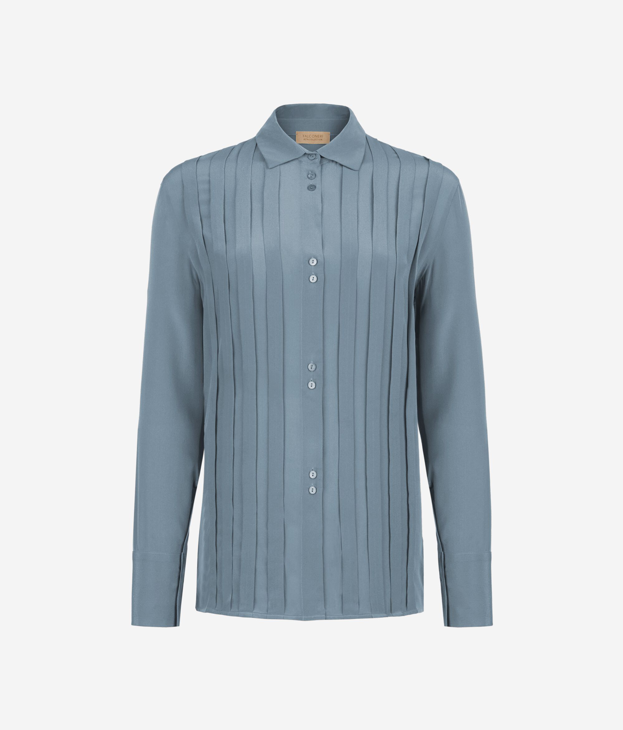 Camicia con pieghe in seta
