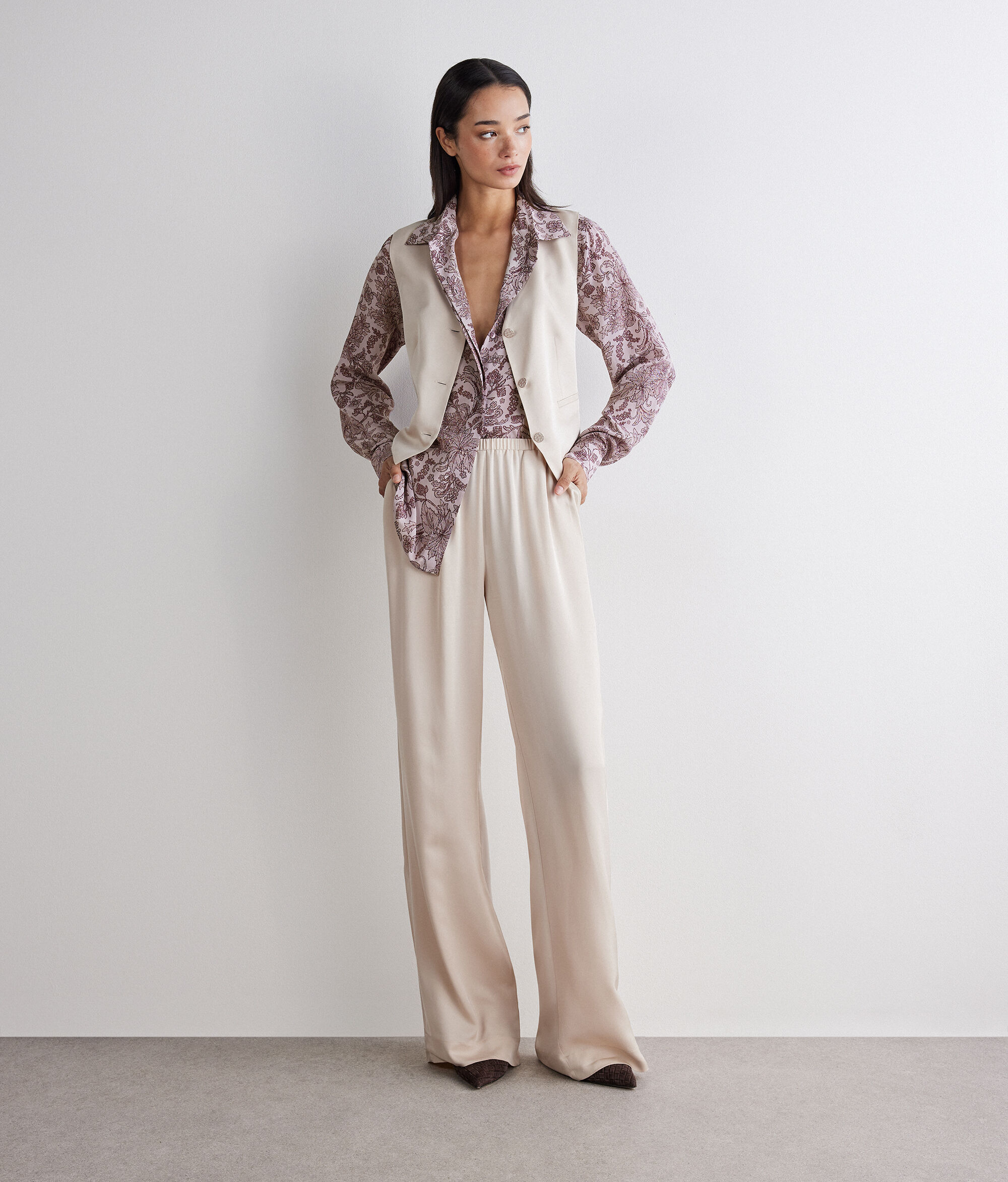 Hemd mit Kragen aus bedruckter Seide