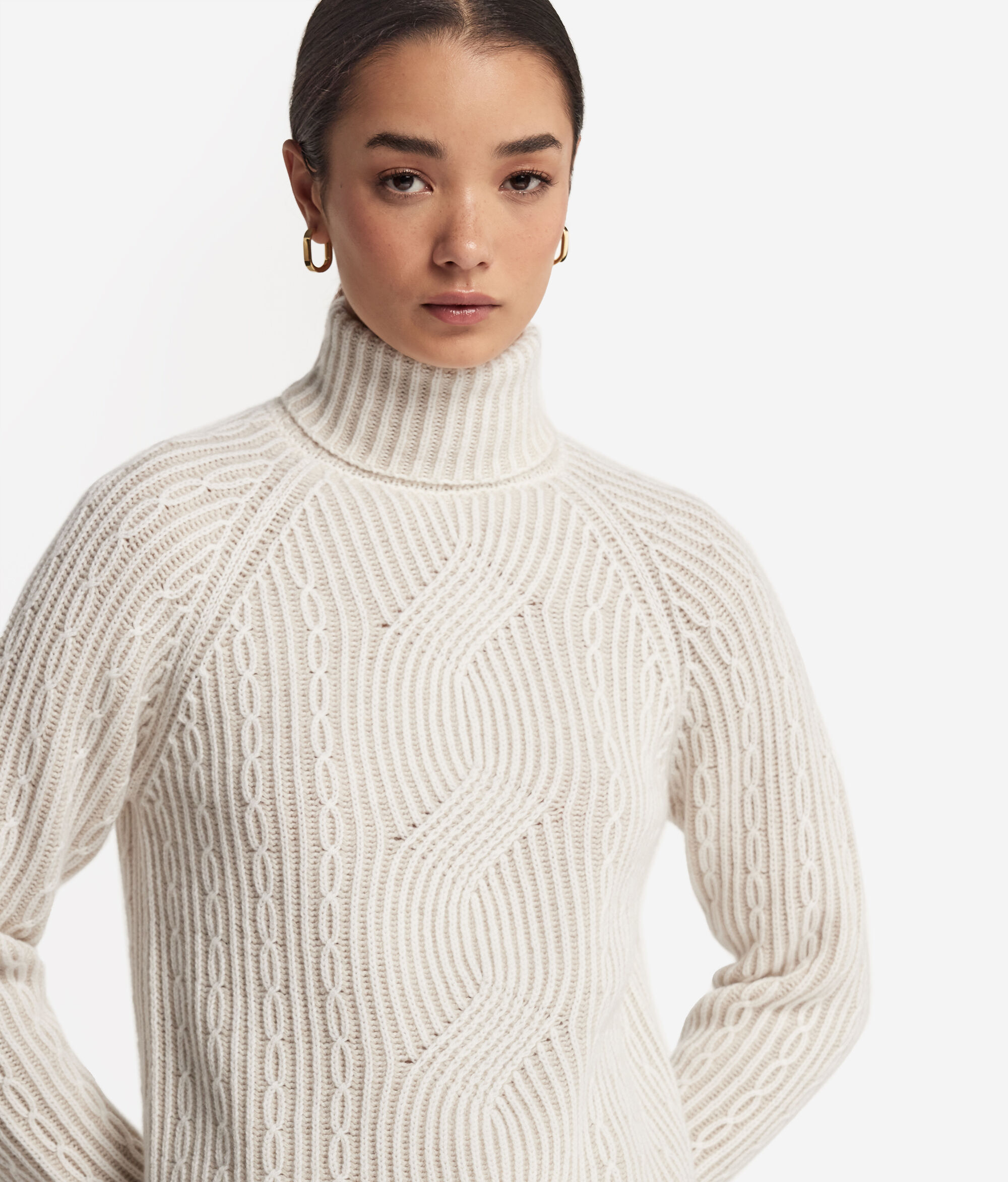 Jersei de coll alt amb trama de vuits bicolor de Cashmere Ultrasoft