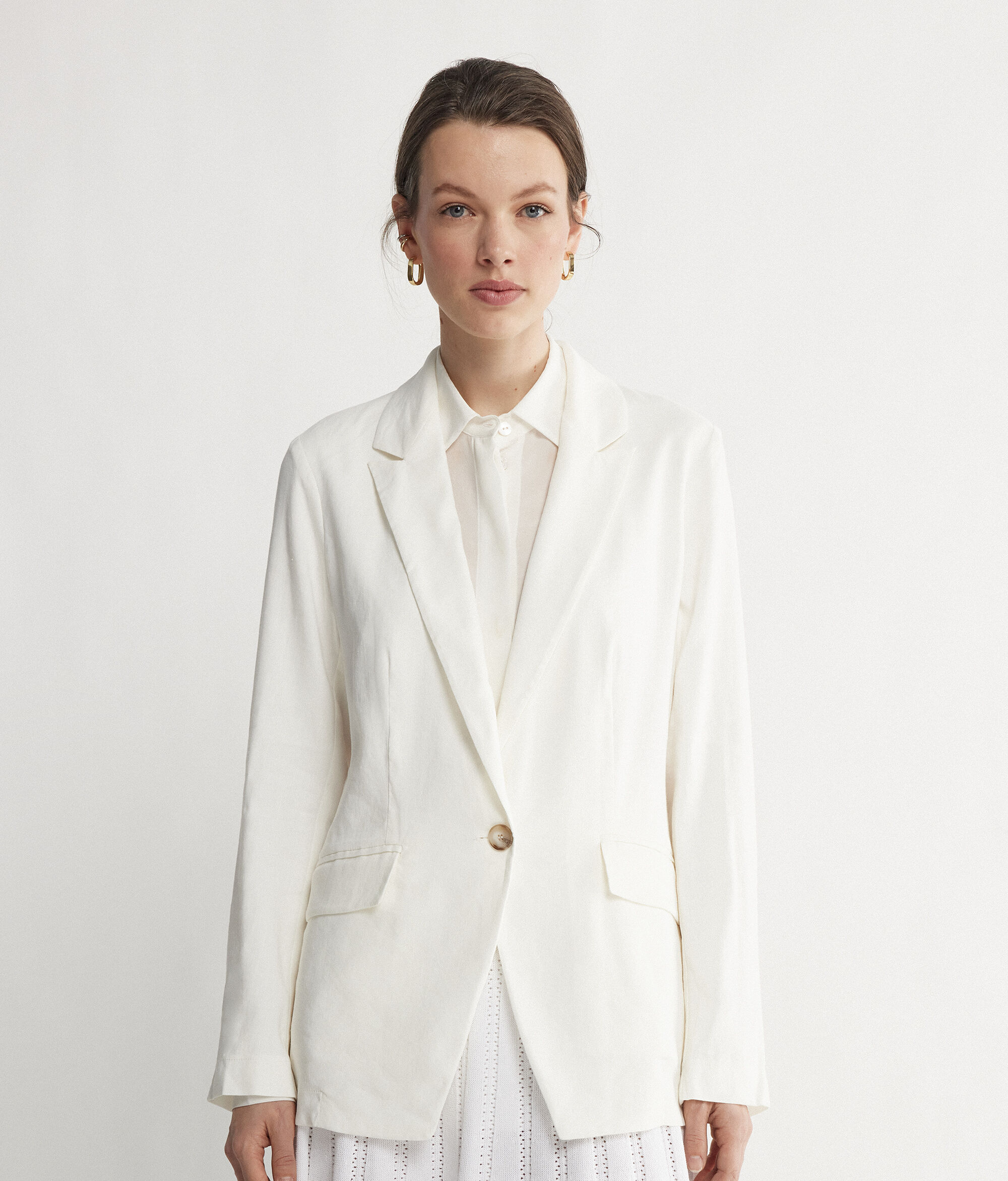 Linen Viscose Single-Breasted Jacket