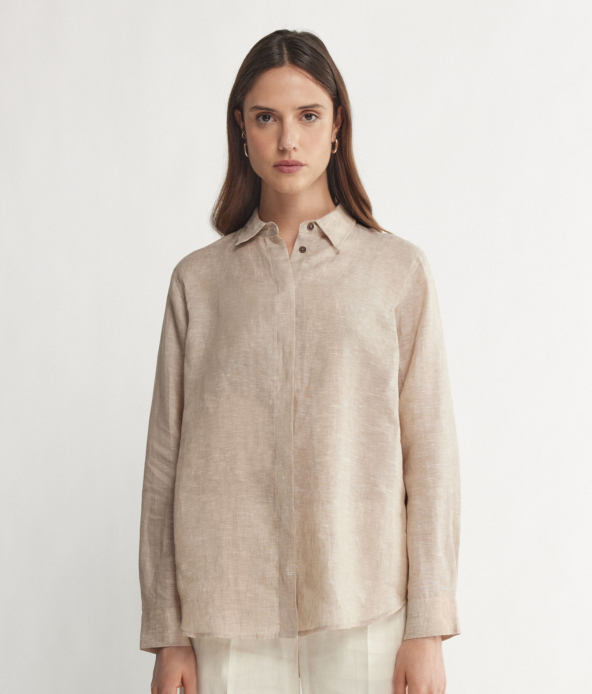 Long-Sleeve Linen Shirt