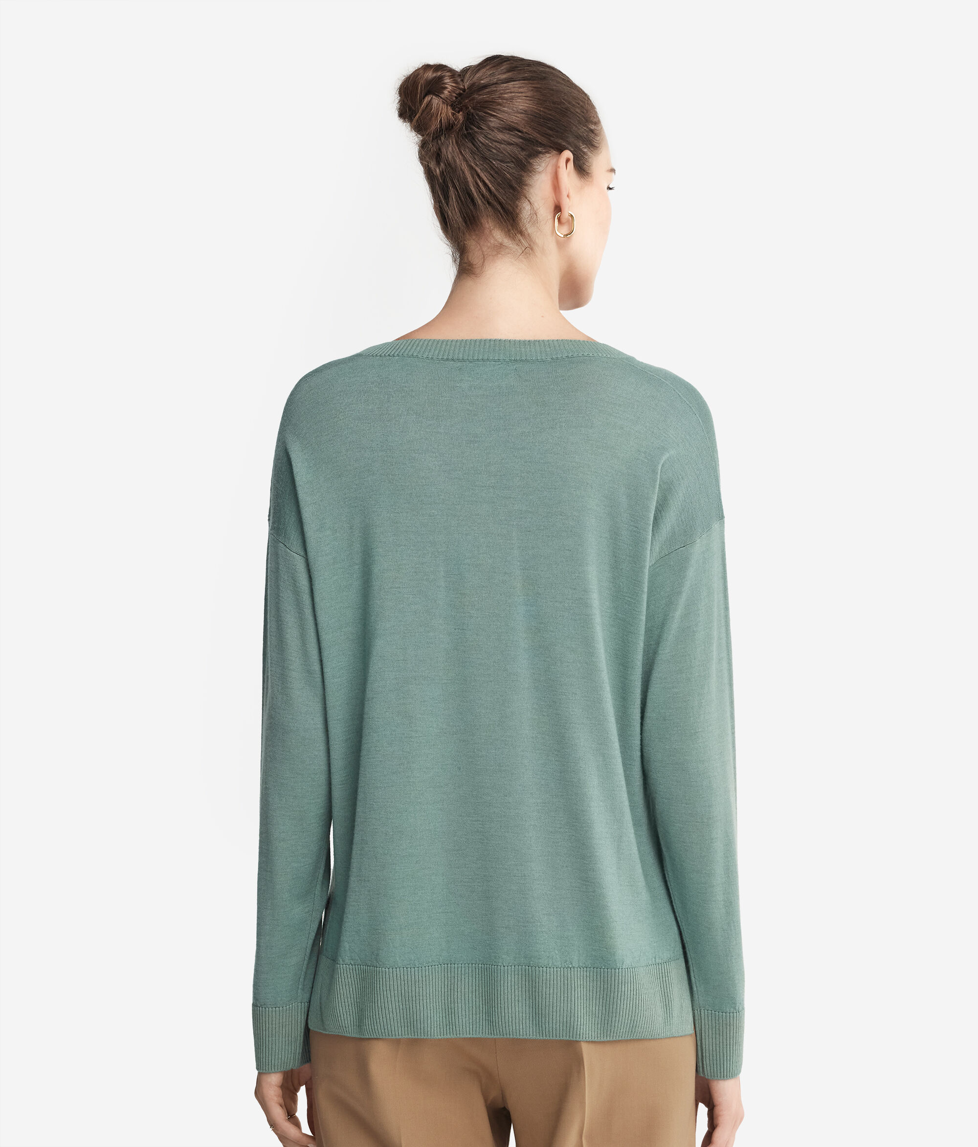 Pullover mit V-Ausschnitt und Schlitzen aus Kaschmir