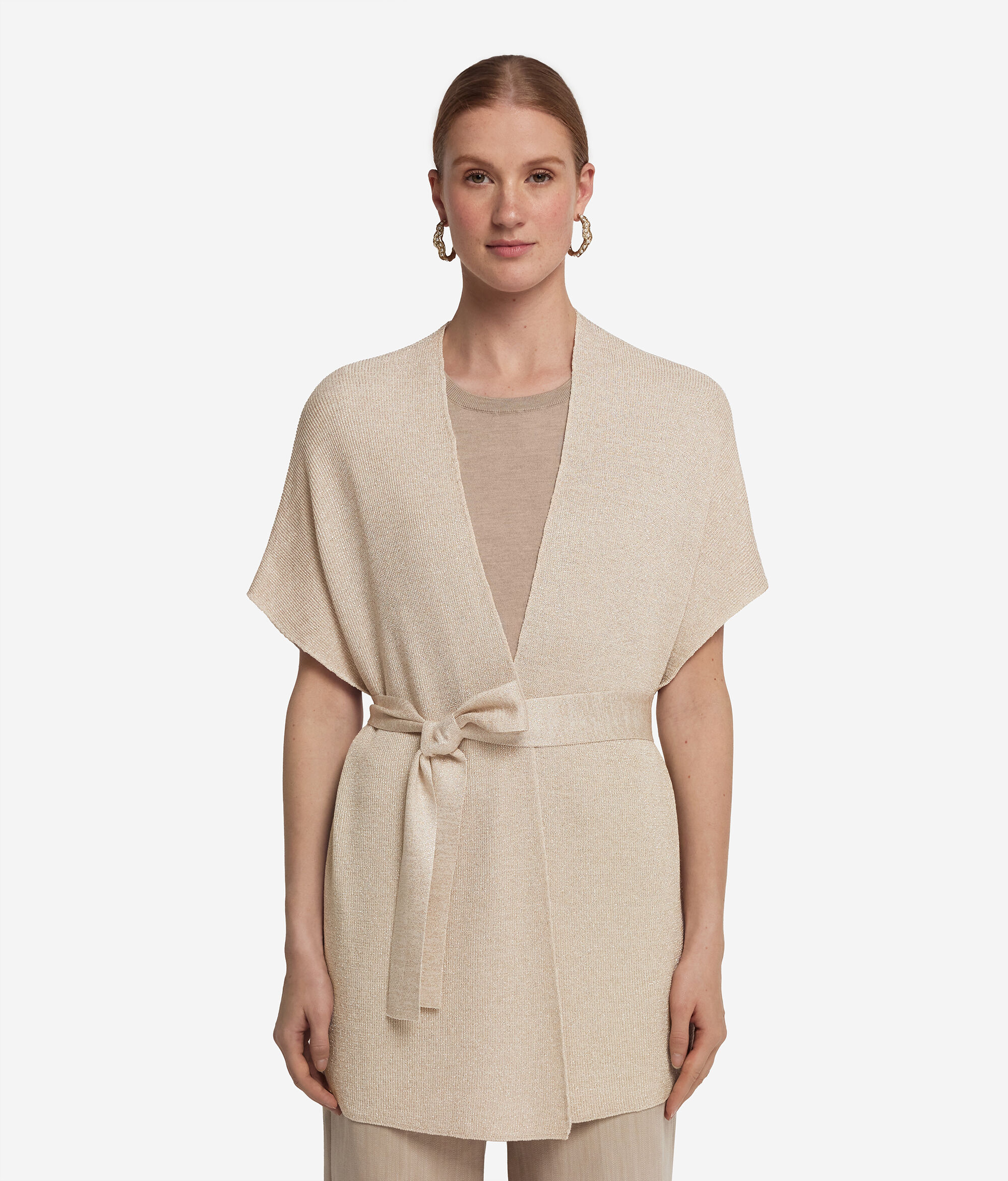Gerippter Kimono mit Lamé-Garn