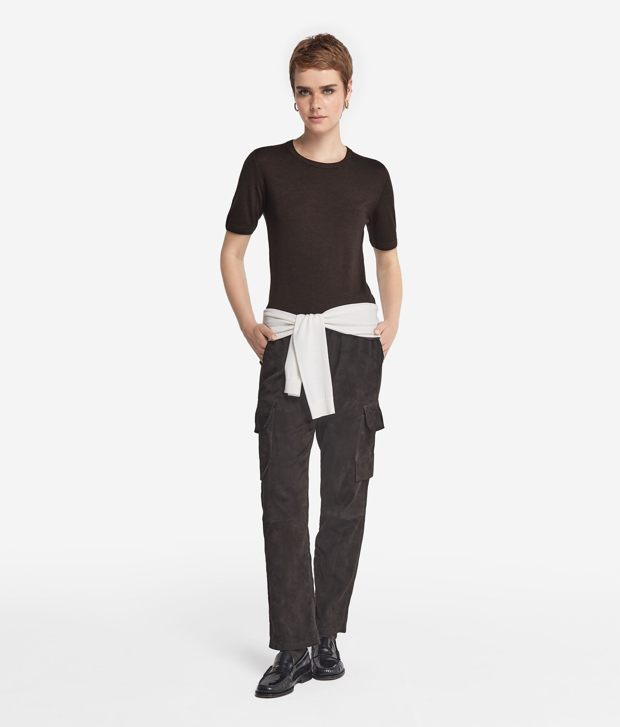 Short-Sleeved Round-Neck Ultrafine Cashmere Top