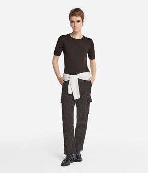Short-Sleeved Round-Neck Ultrafine Cashmere Top