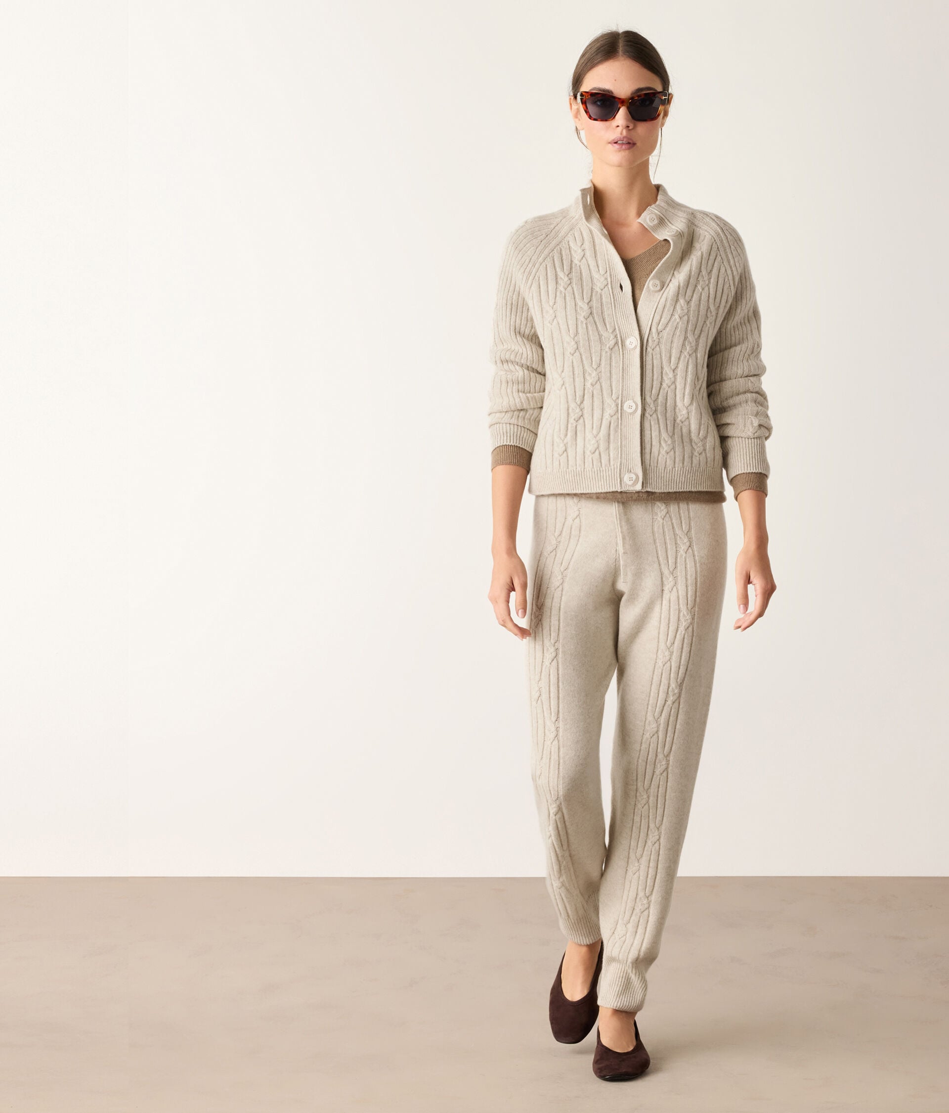 Ultrasoft Cashmere cable-rib trousers