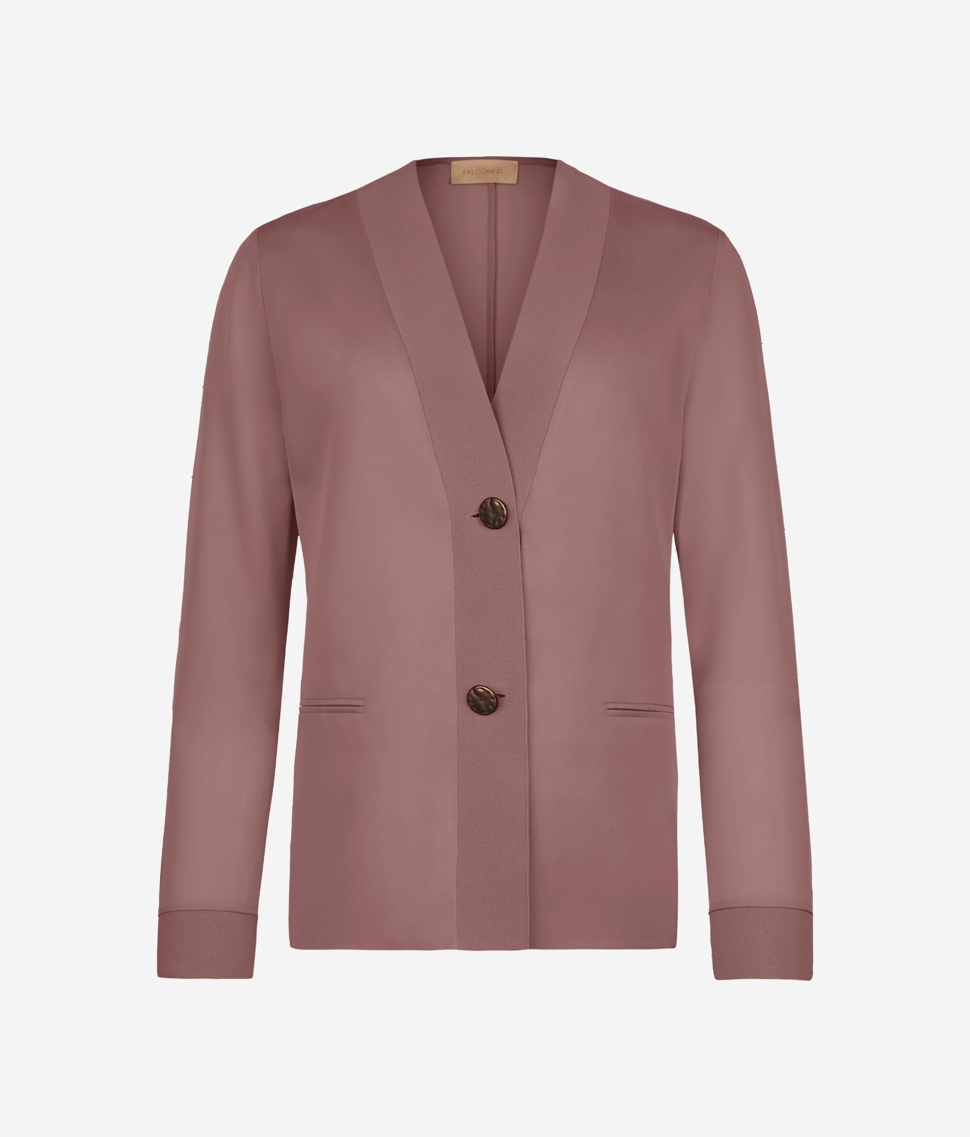 Veste en satin mat avec empiècements en maille