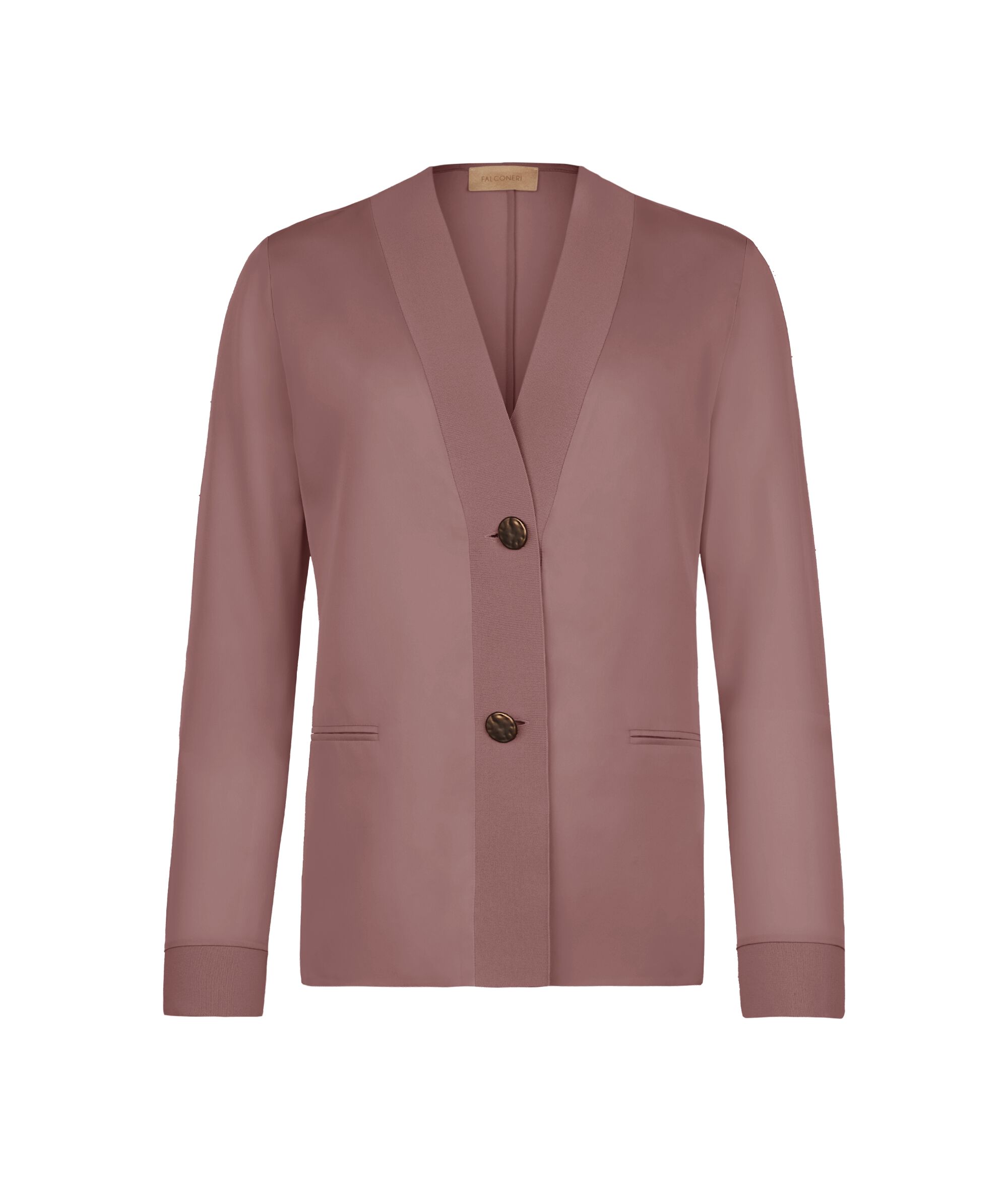 Veste en satin mat avec empiècements en maille