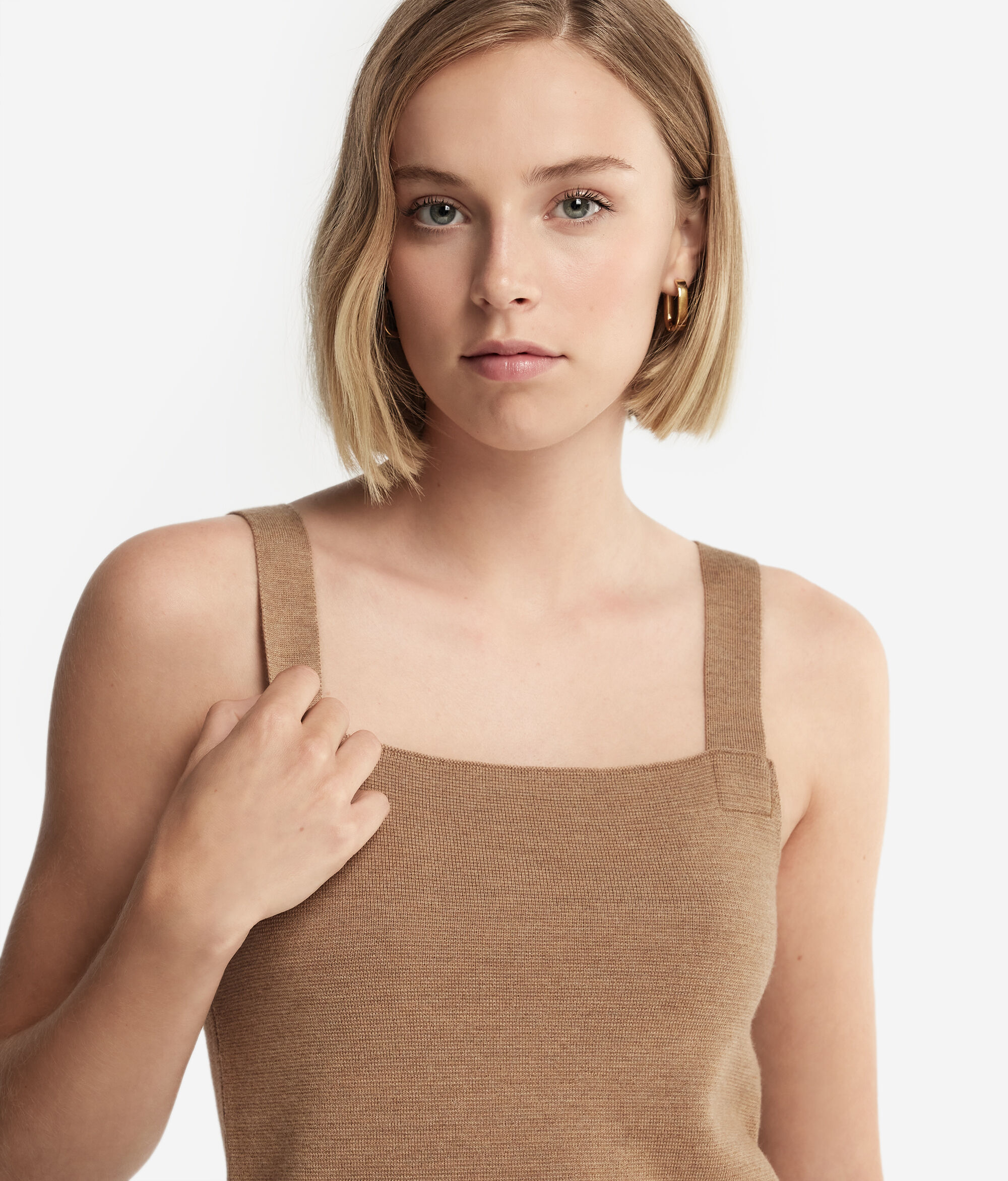 Crop Top Punto Stoffa in Lana
