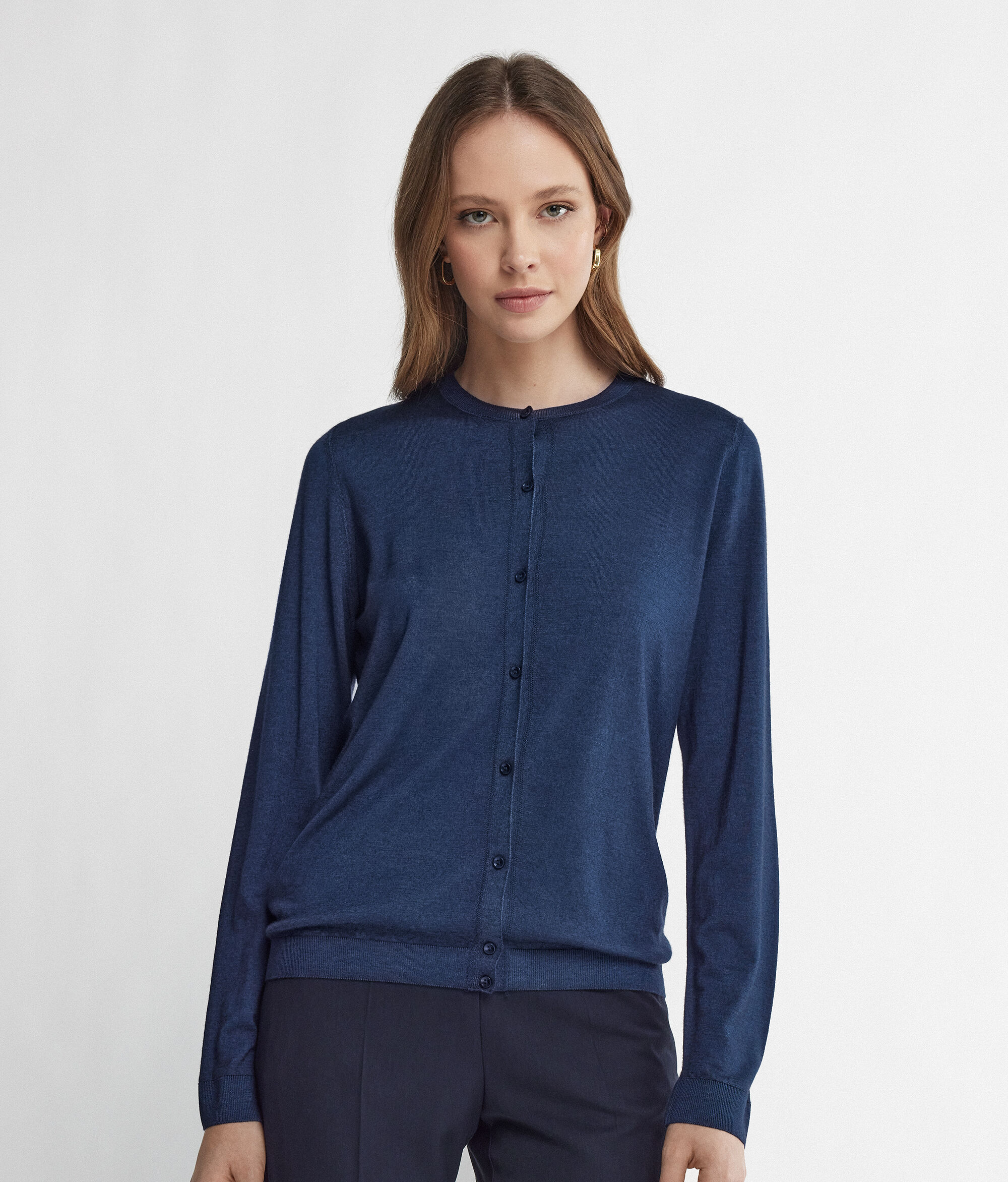 Strickjacke mit Rundhalsausschnitt aus Kaschmir Ultrafine