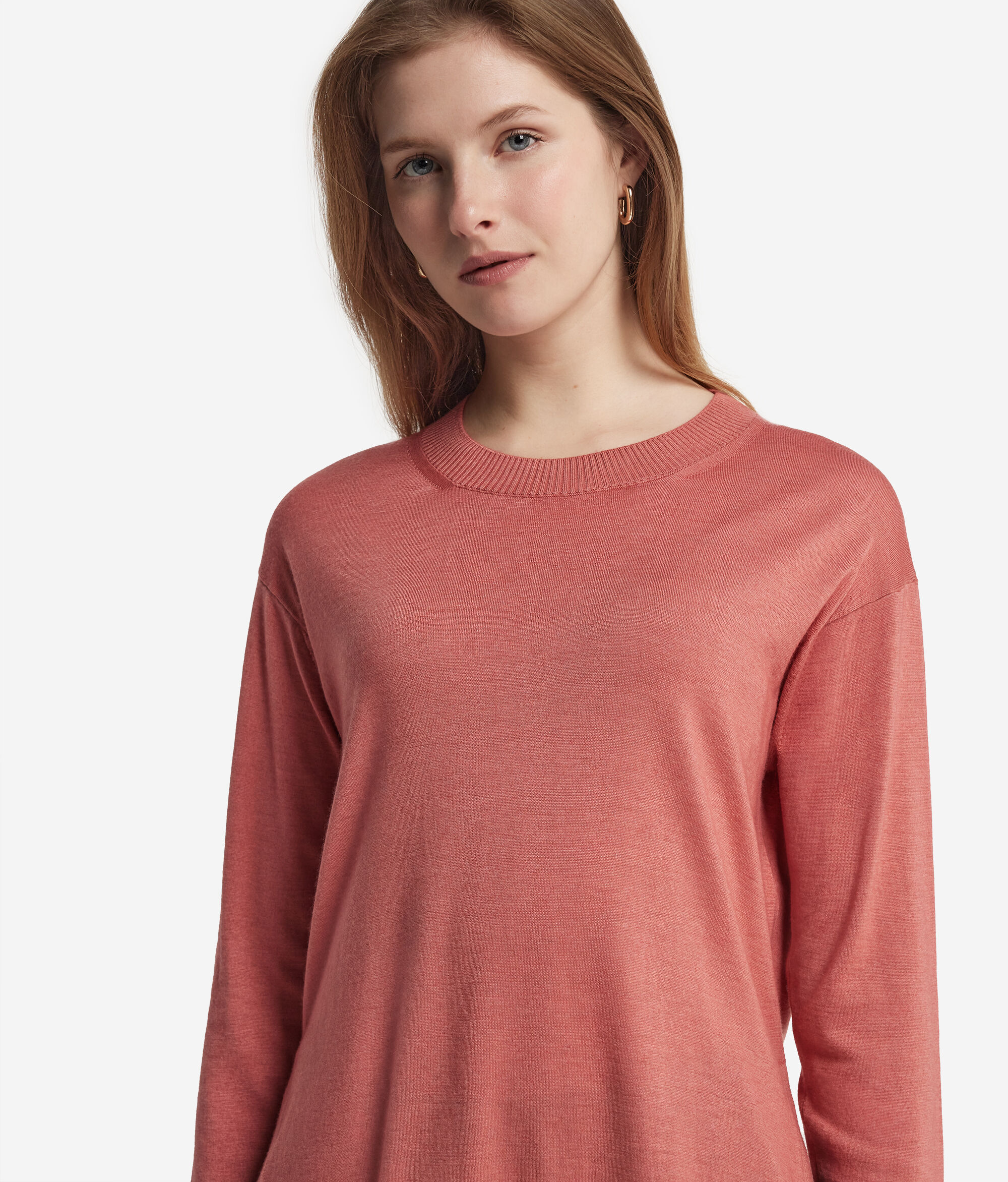Round-Neck Cashmere Jumper with Slits