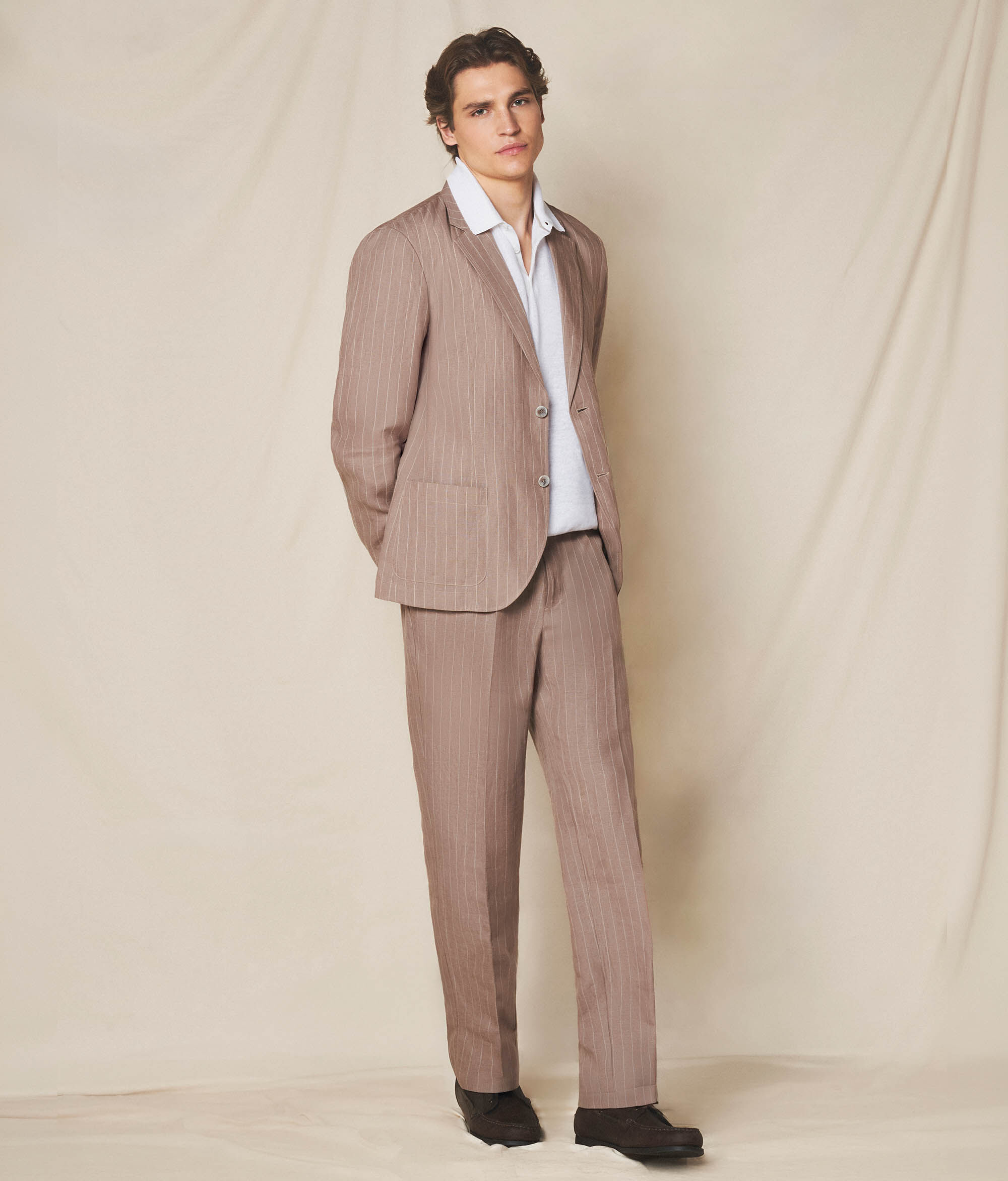 Veste en lin à fines rayures