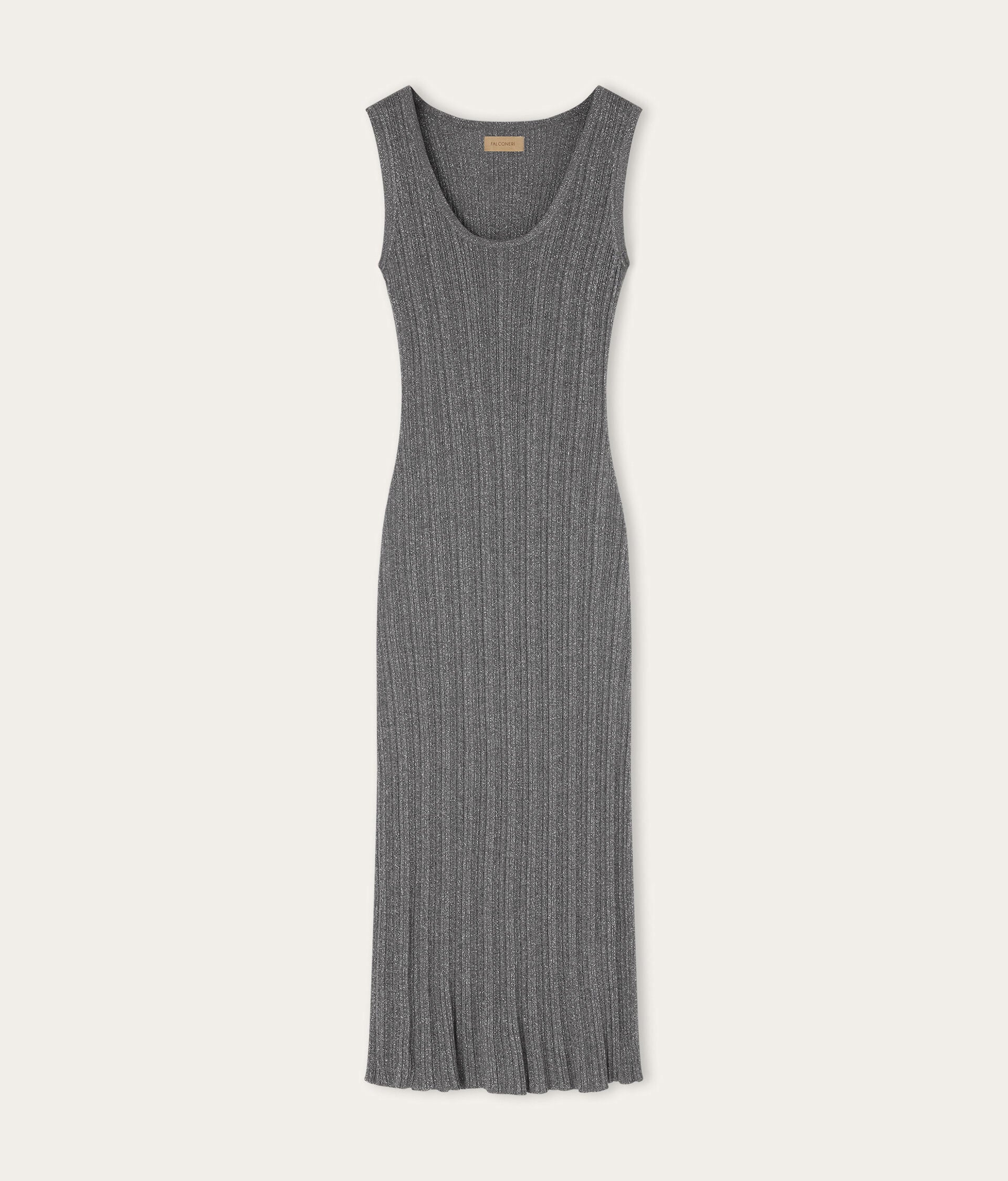 Robe côtelée en cachemire lamé