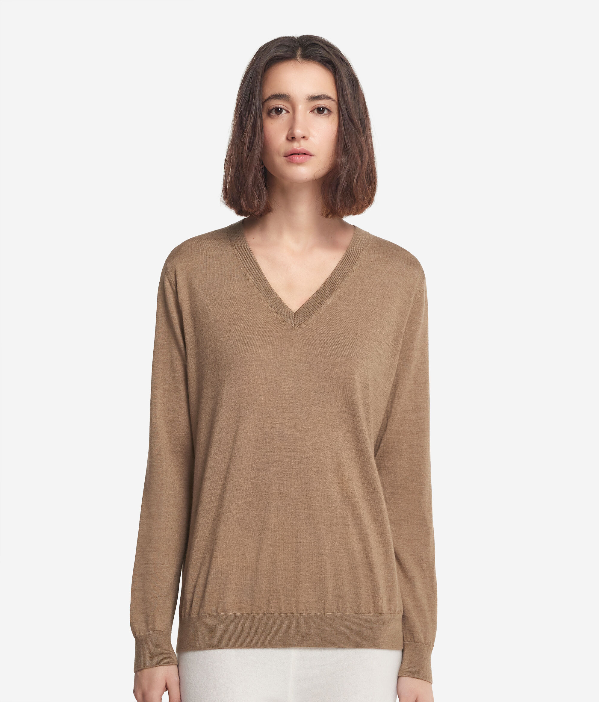 Pull à col V en cachemire ultra-fin