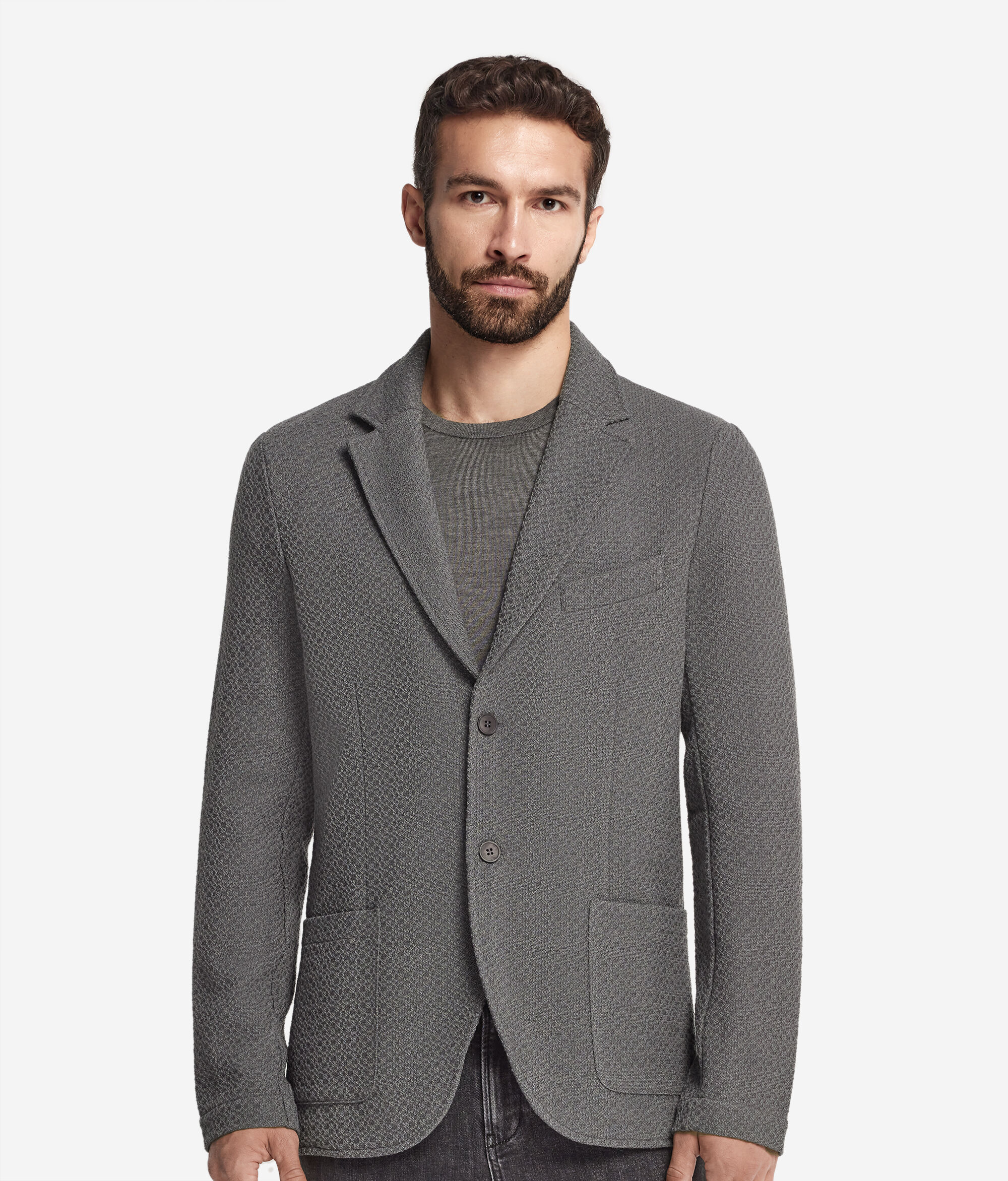 Wool Jersey Jacket in an Embossed Effect