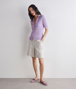 Golfino traforato in cotone - VIOLET