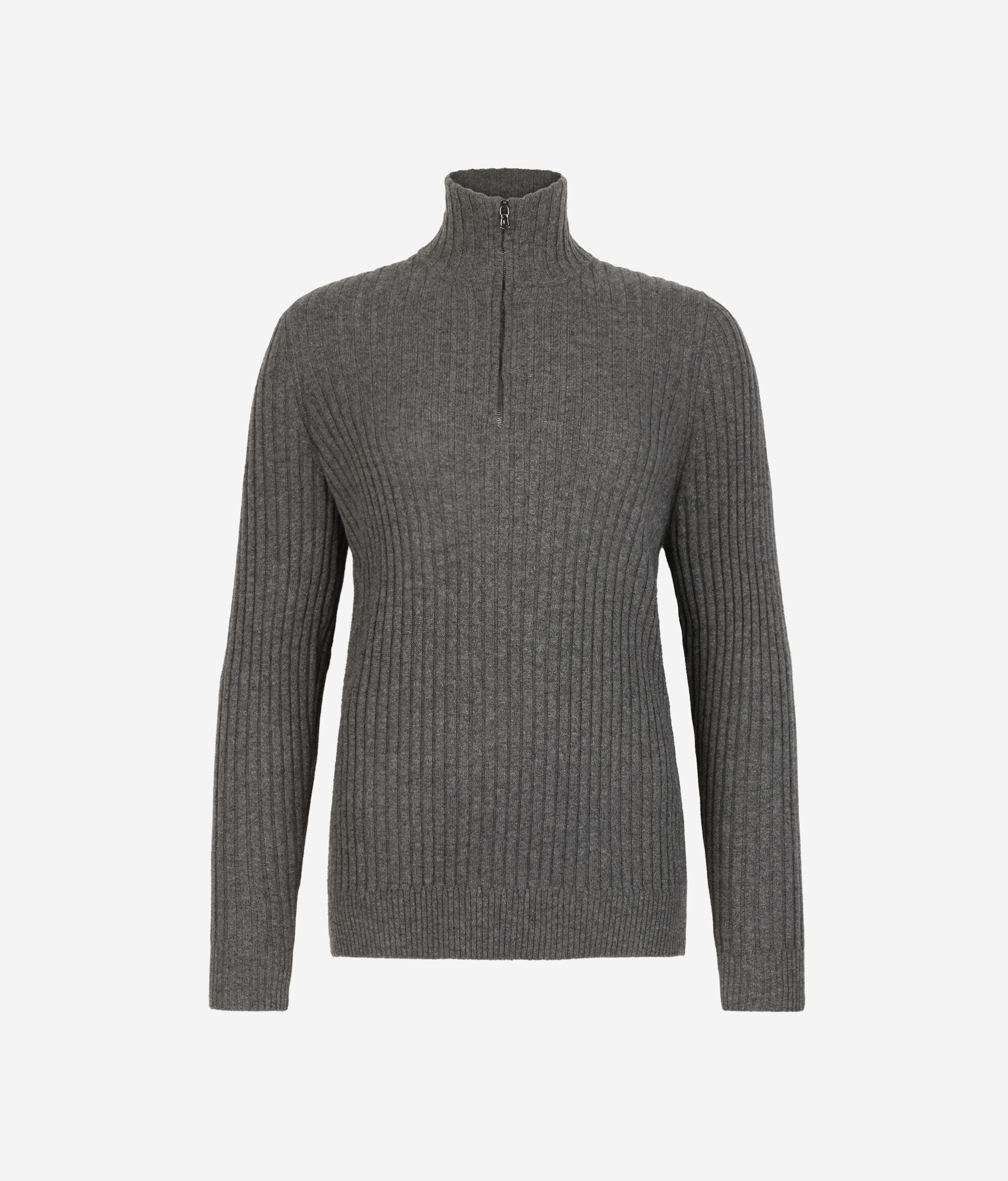 Ribbed Ultrasoft Cashmere jumper with half zip