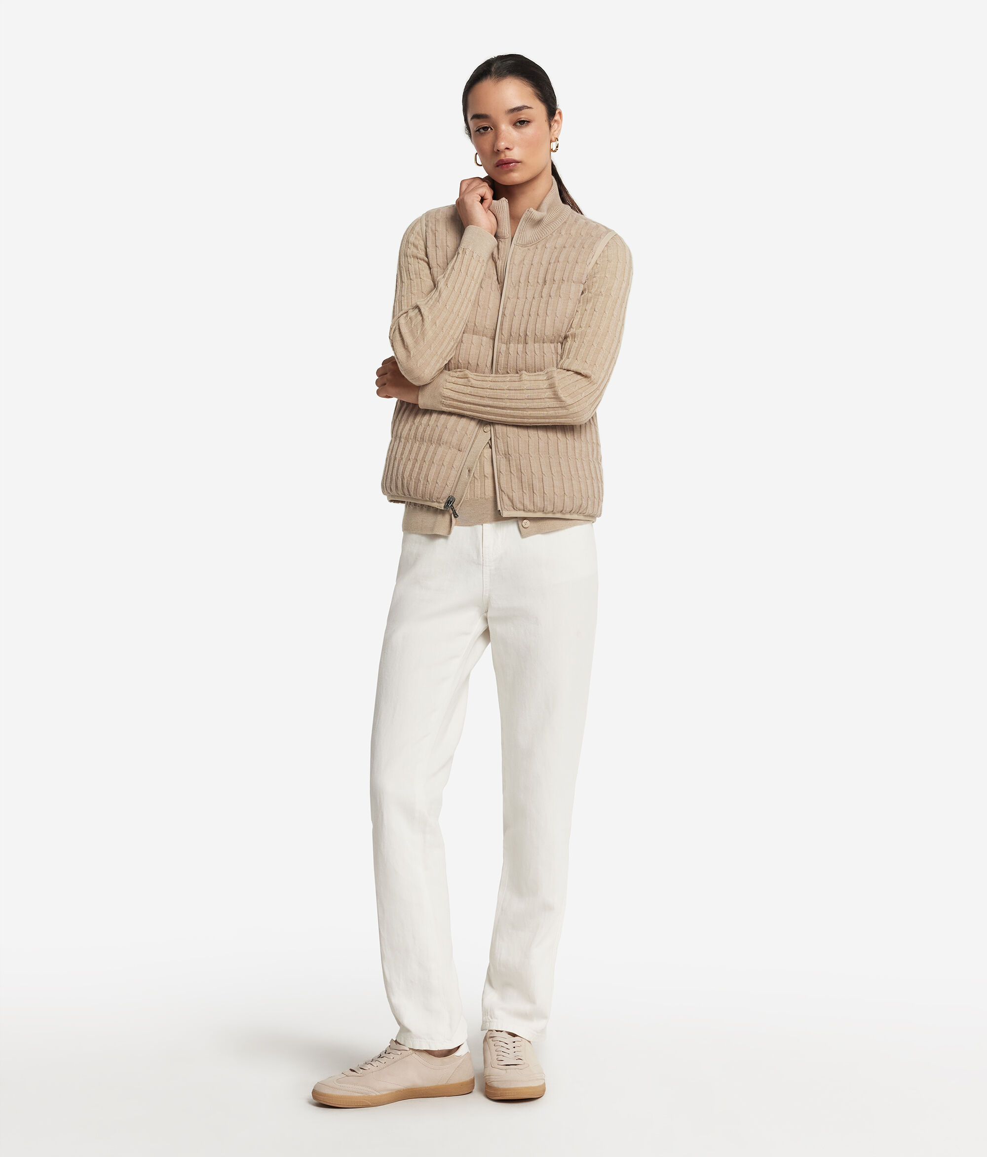 Αμάνικο Μπουφάν Διπλής Όψης από Cashmere με Πλεξίδες