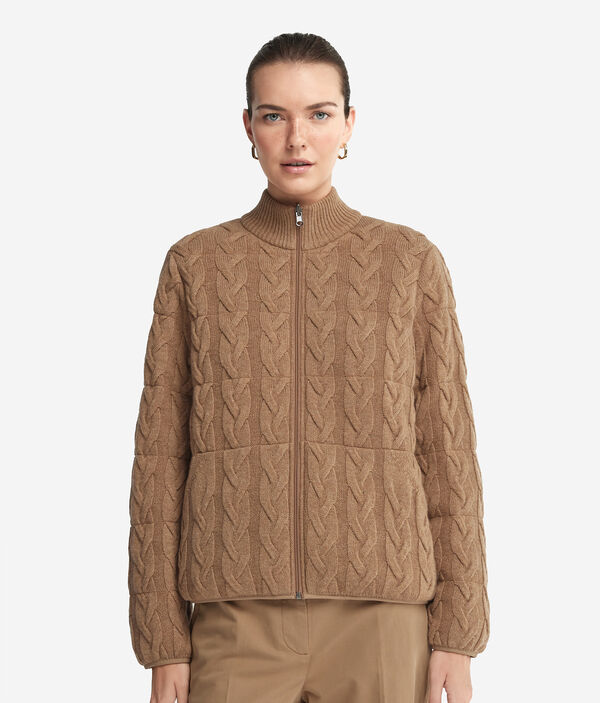 Двусторонний пуховик из кашемира с косами