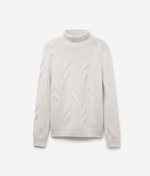 Cashmere Turtleneck Jumper with Cable Pattern