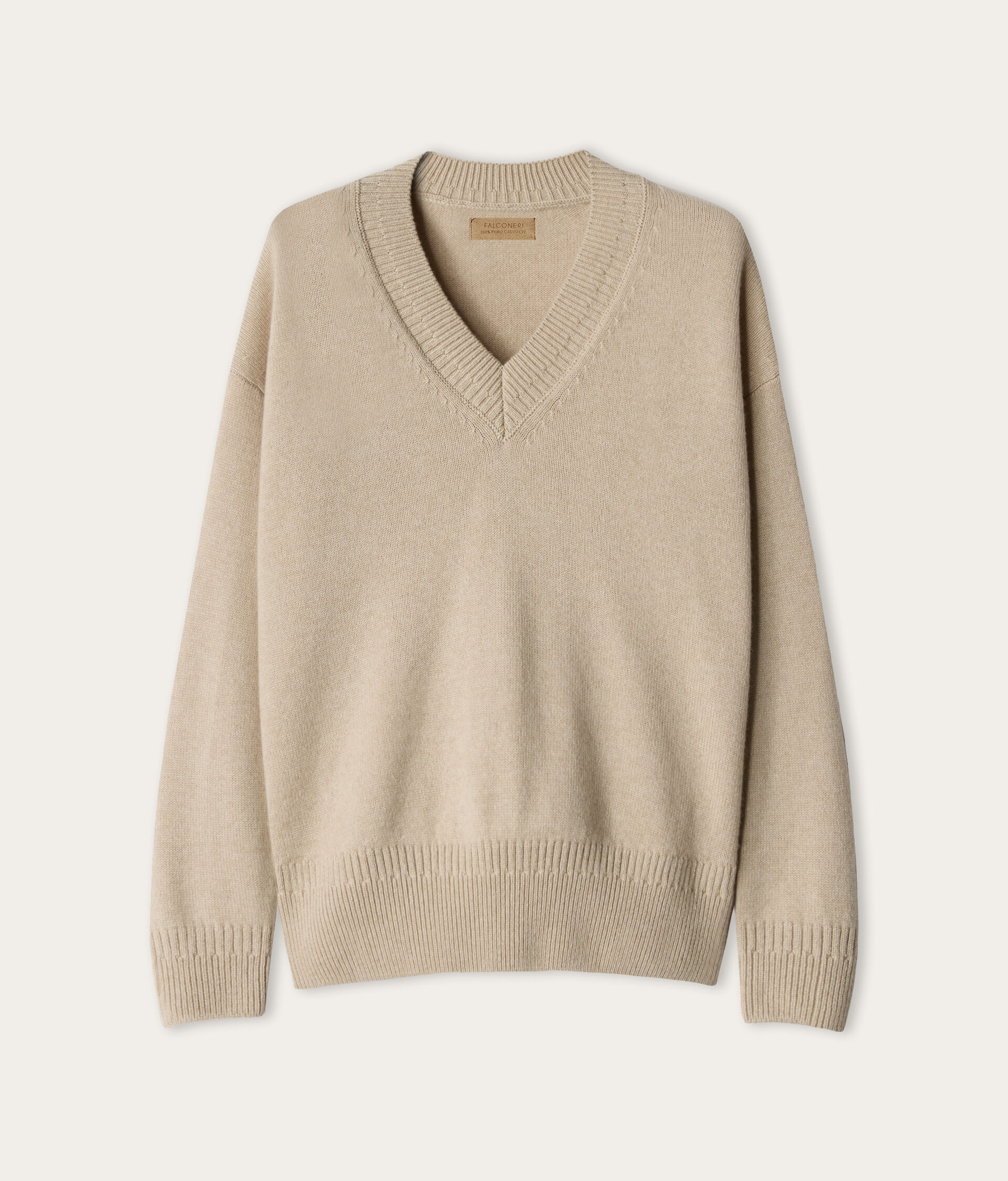 Ultrasoft Cashmere v-neck jumper with varied rib