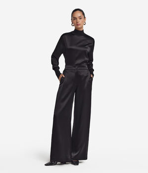 Silk satin wide leg pants