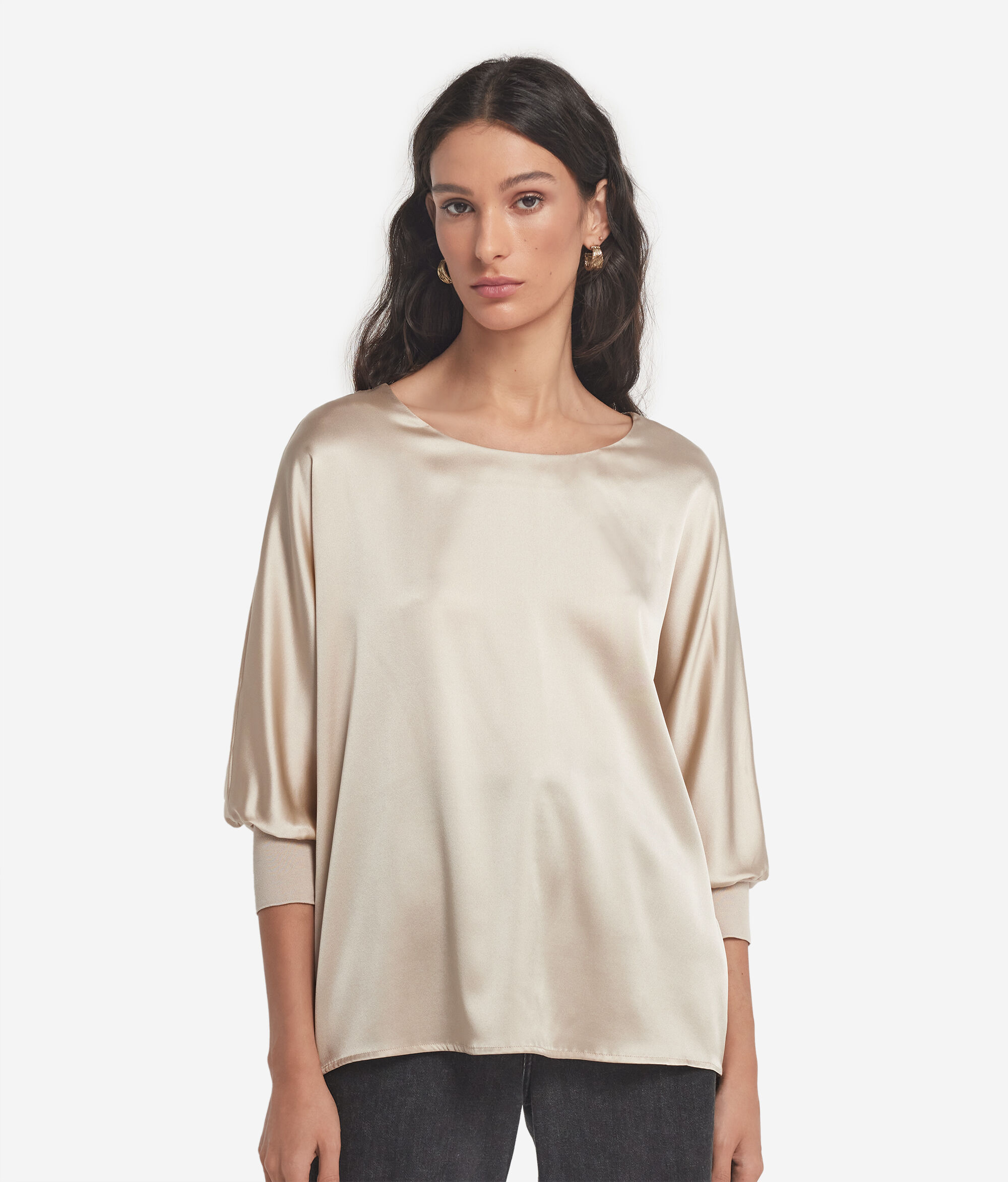 Round-Neck Silk Satin Jumper