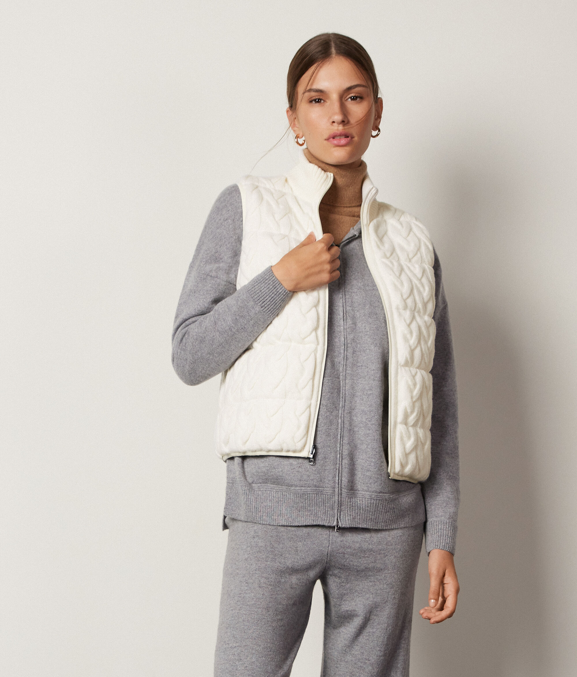 Reversible Cable-Knit Quilted Vest