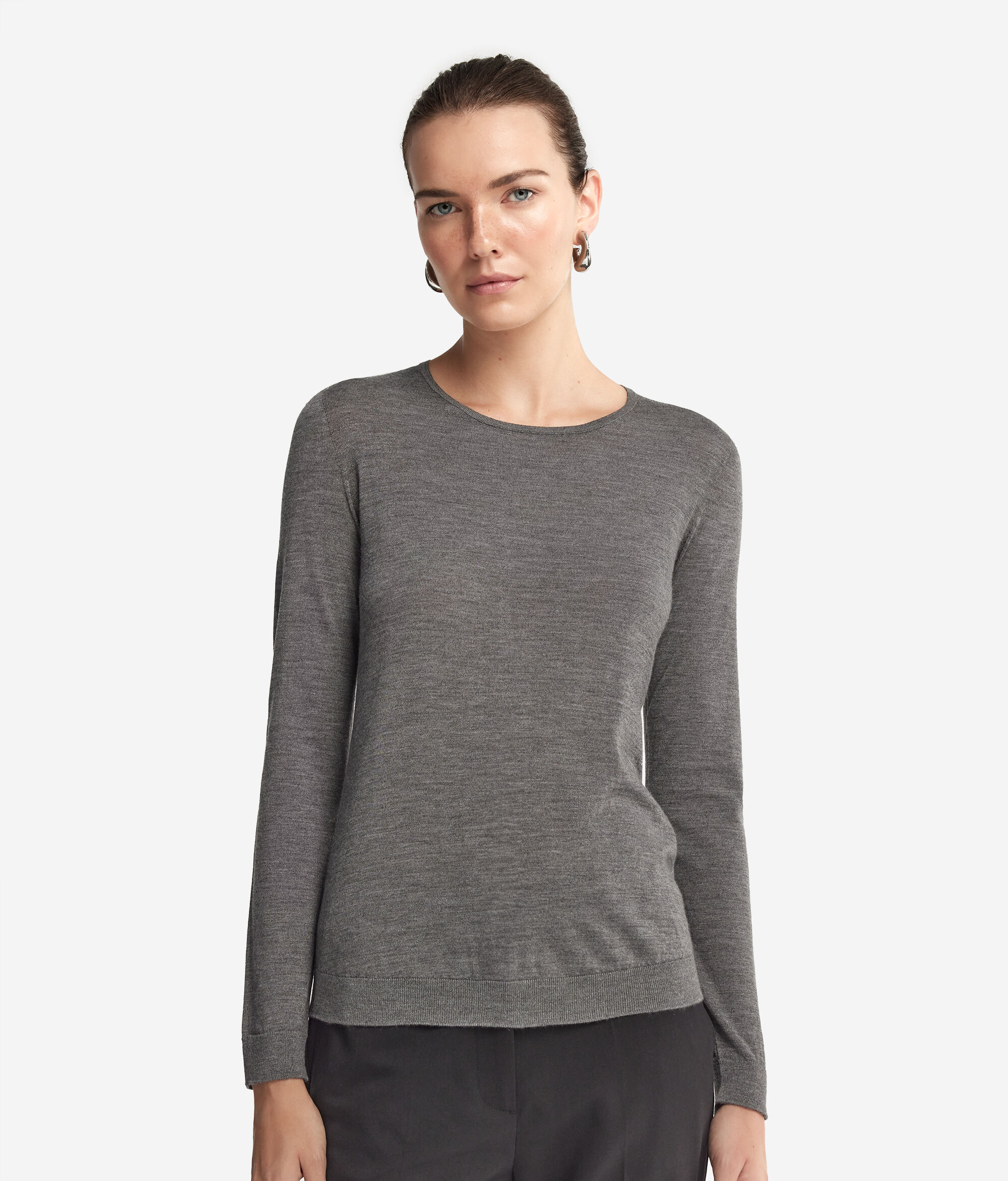 Pull femme à col rond en cachemire ultra-fin