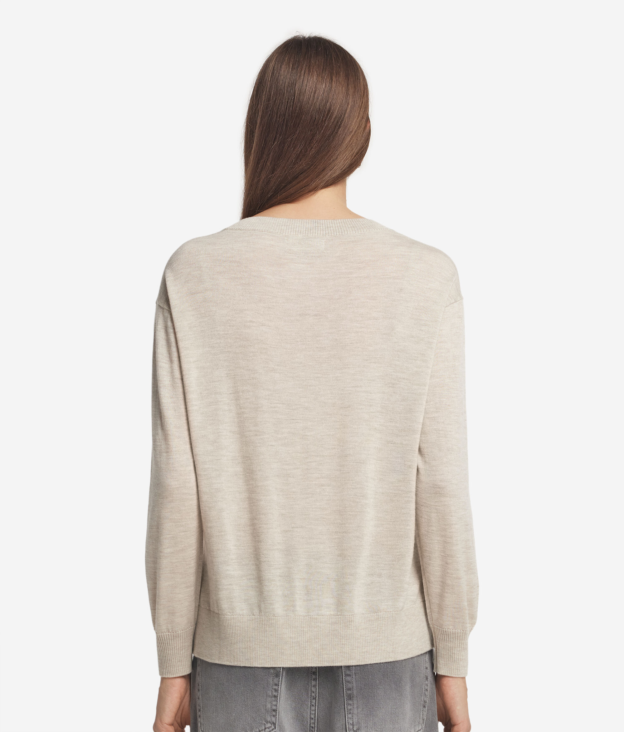 Μπλούζα με Στρογγυλή Λαιμόκοψη από Cashmere με σκισίματα