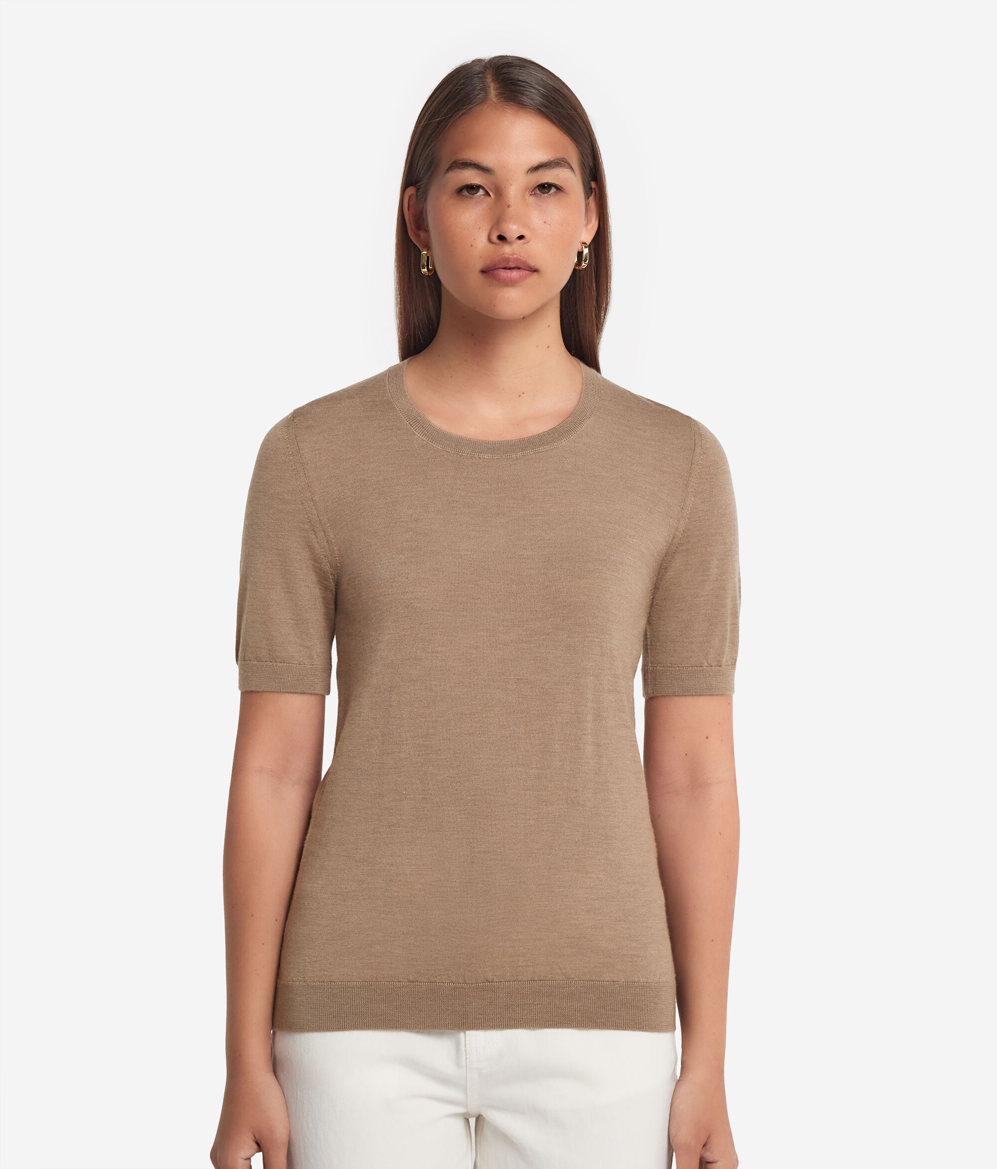 Short-Sleeved Round-Neck Ultrafine Cashmere Top