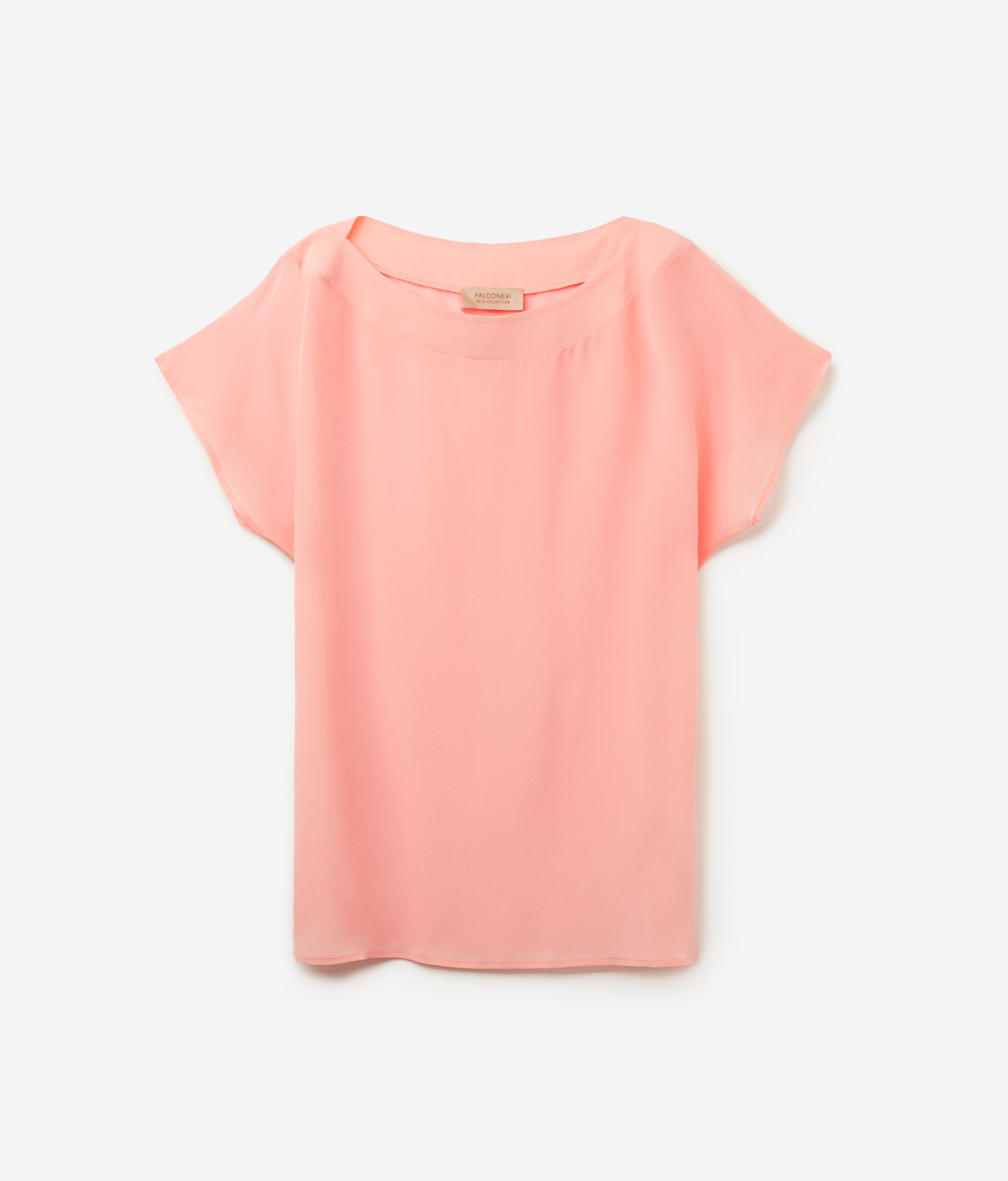 T-shirt Scollo Barchetta in Seta e Modal