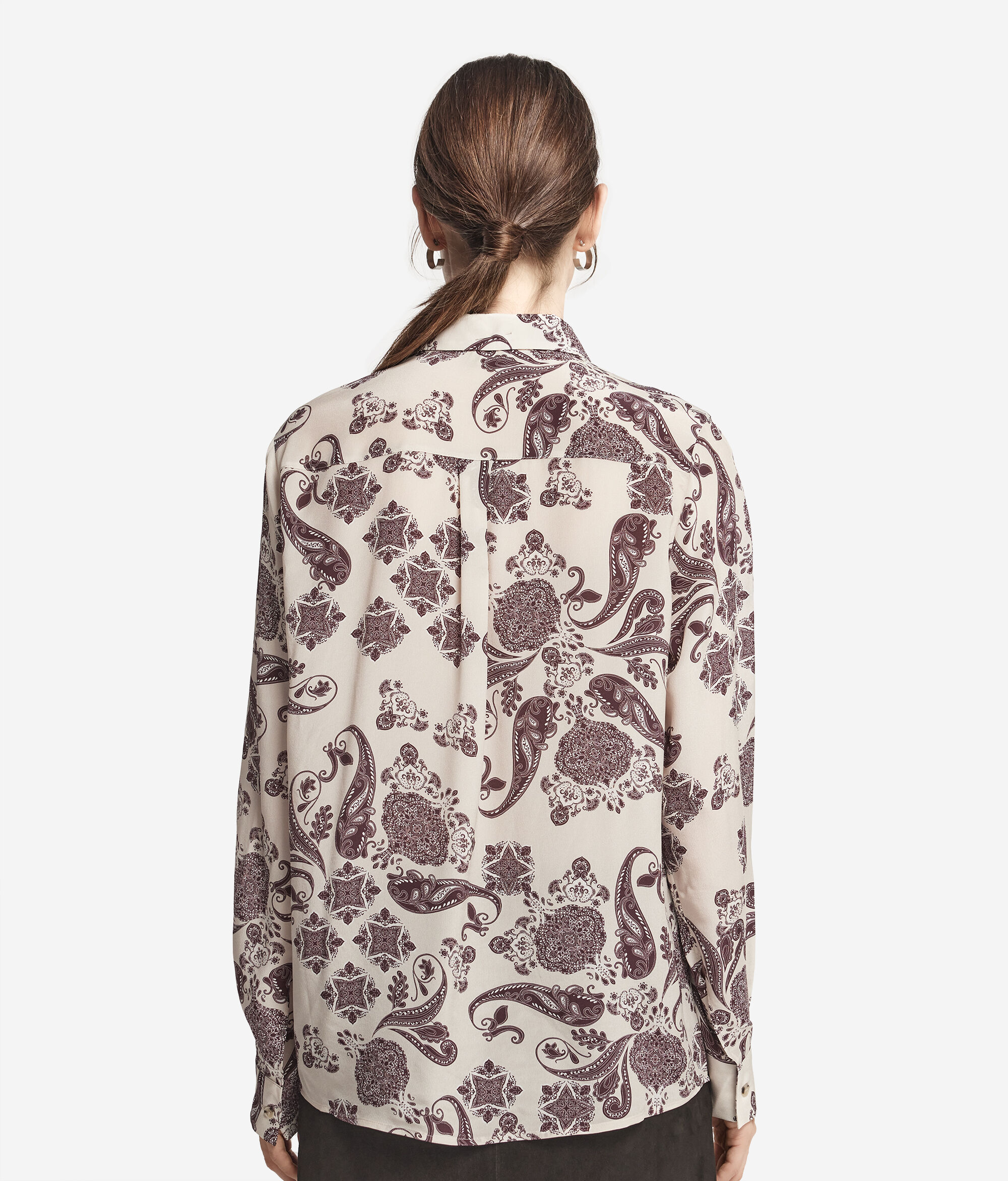 Printed Silk Shirt with Collar