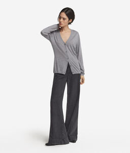 Cardigan con scollo a V in Cashmere Ultrafine - GREY - DMLS250_color_8984