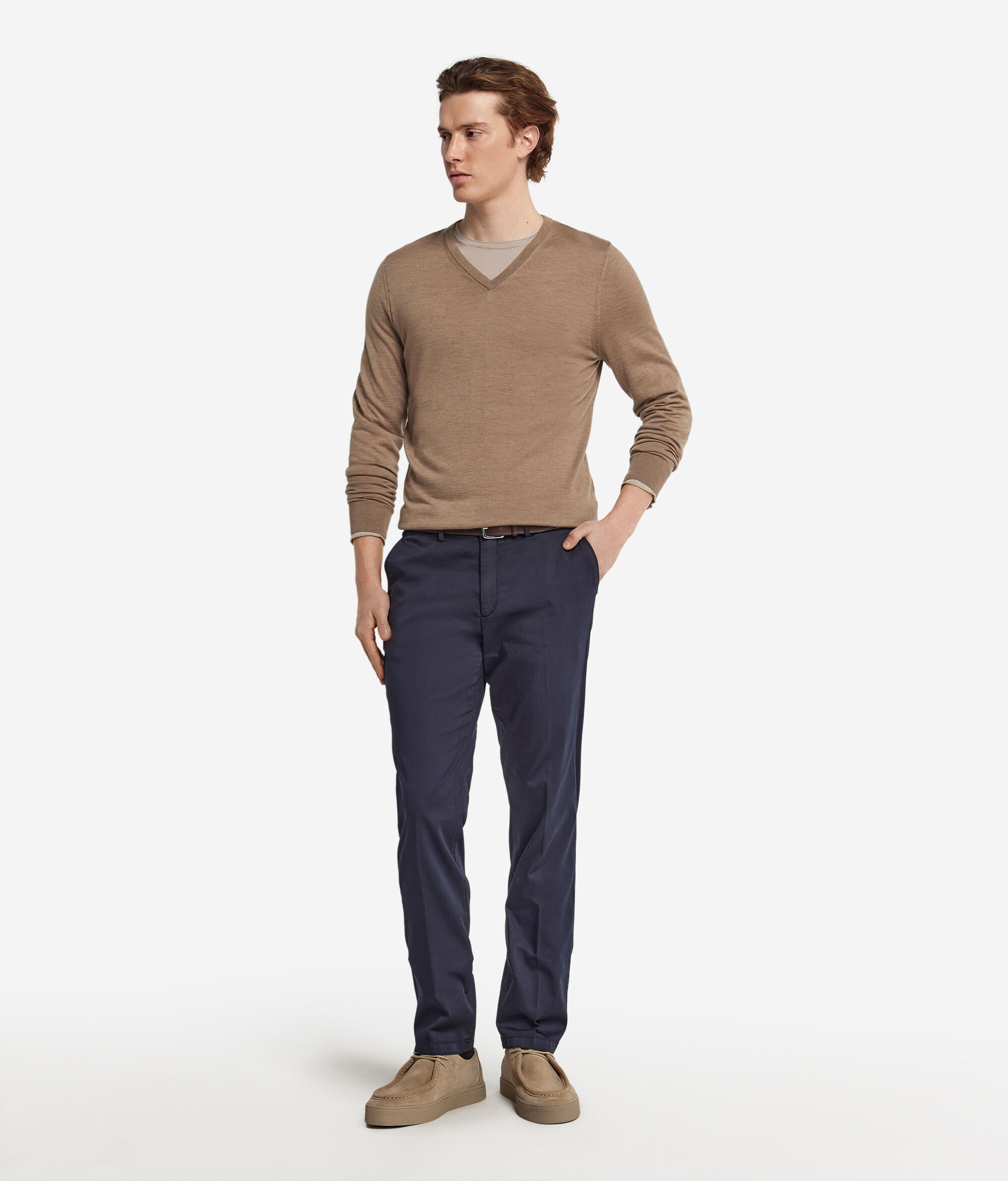 Camisola com Decote em V em Ultrafine Cashmere