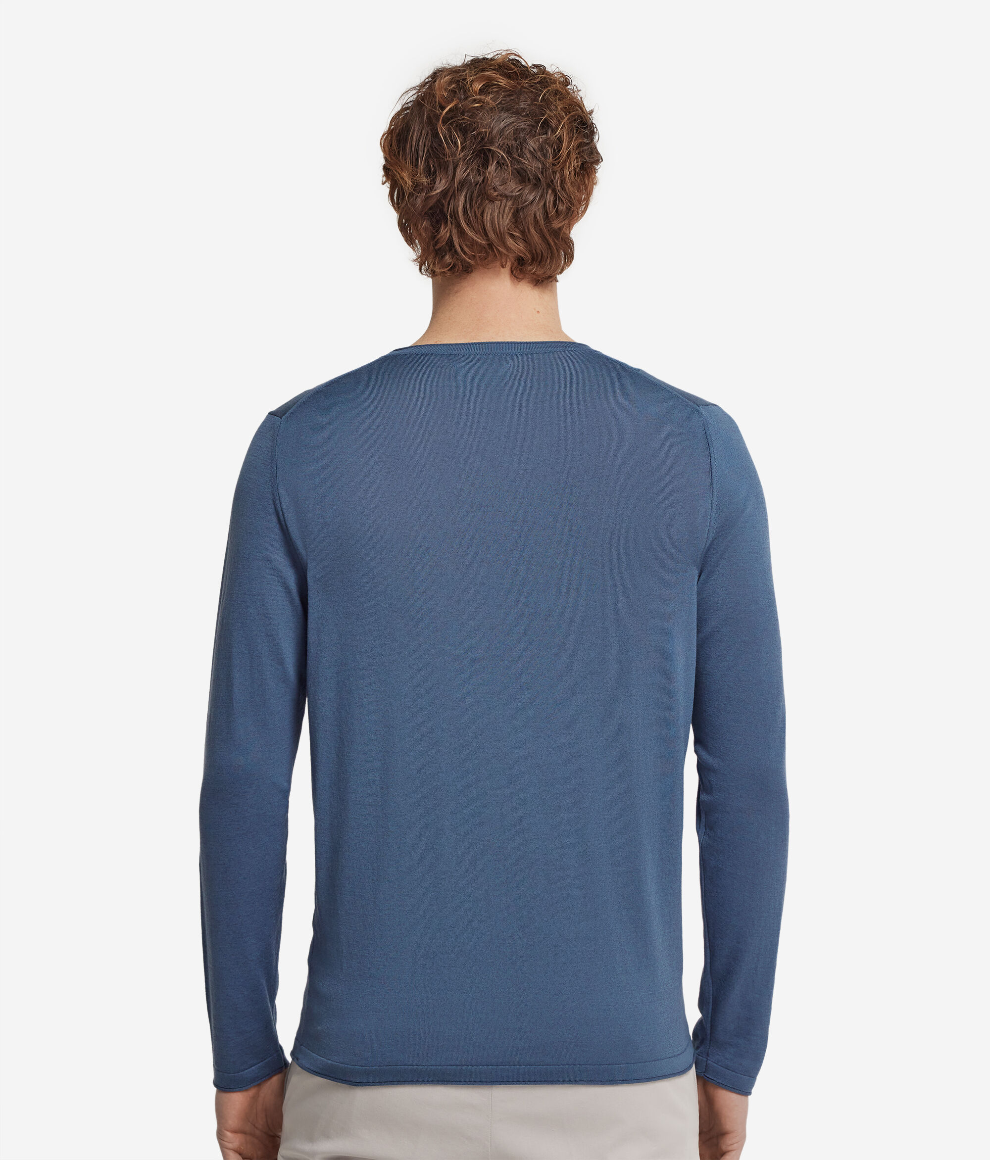 Round-Neck Silk and Cotton Jumper