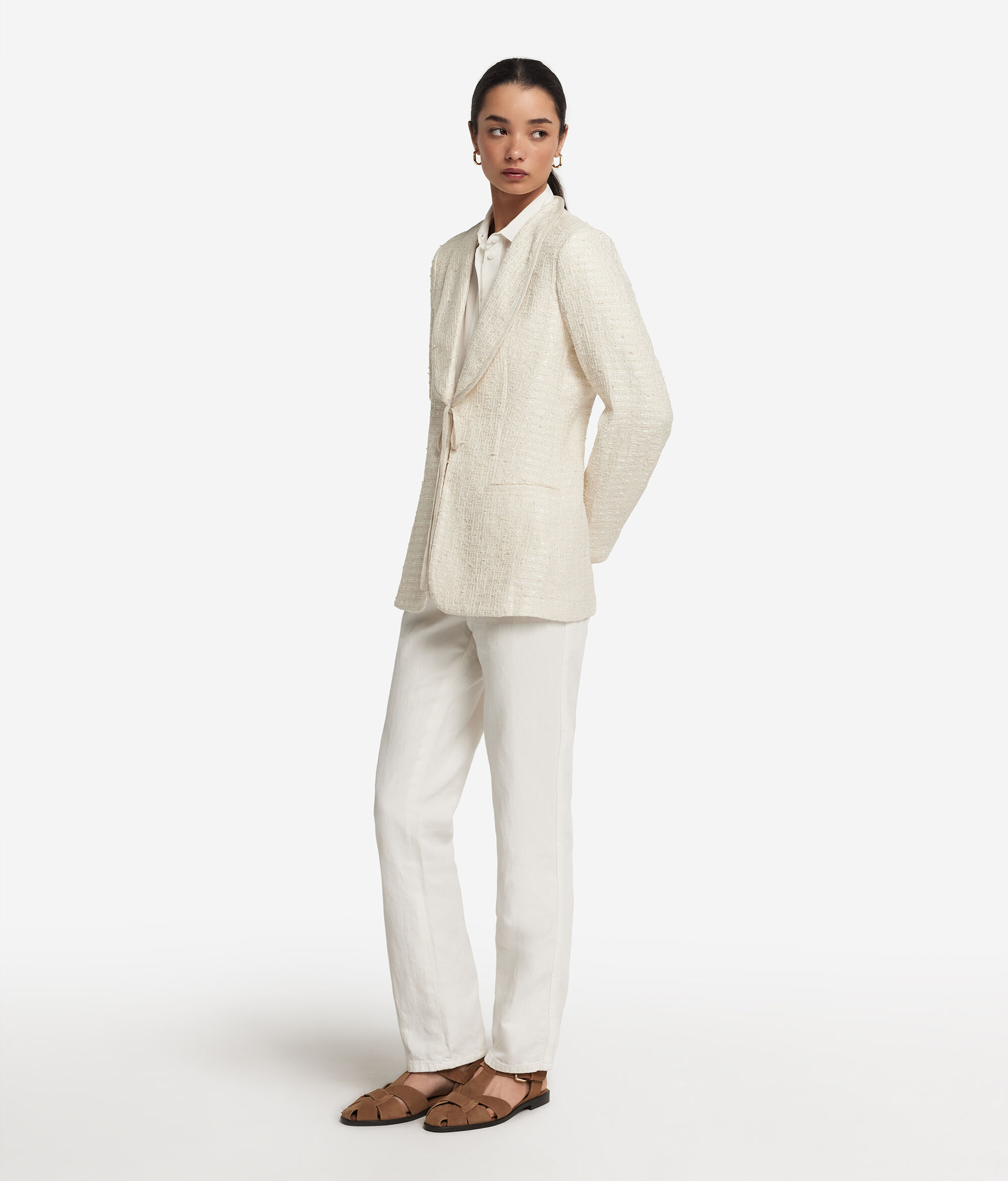Bouclé-Blazer mit Pailletten