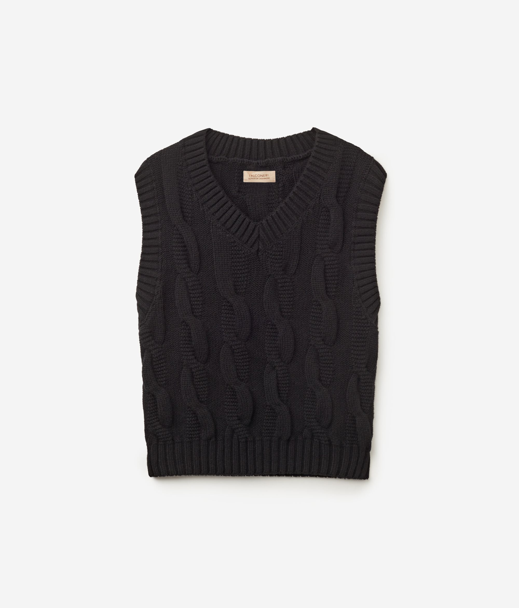 Gilet con trama a Trecce in Cashmere Ultrasoft