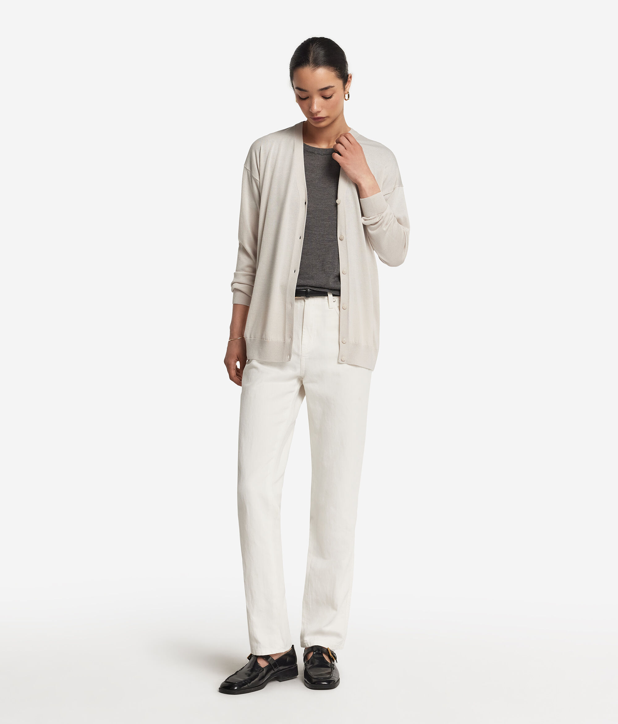 Gilet à manches longues en soie et coton