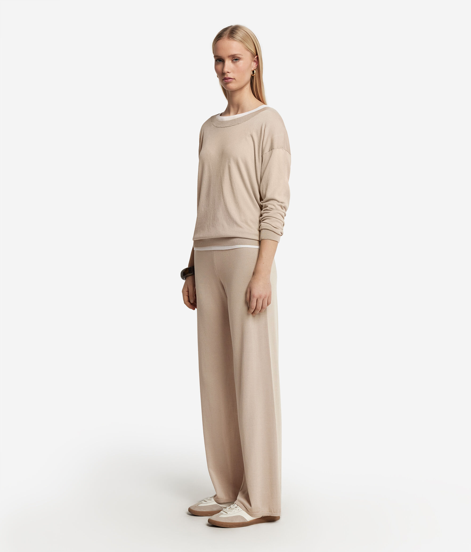 Silk and Cotton Palazzo Trousers
