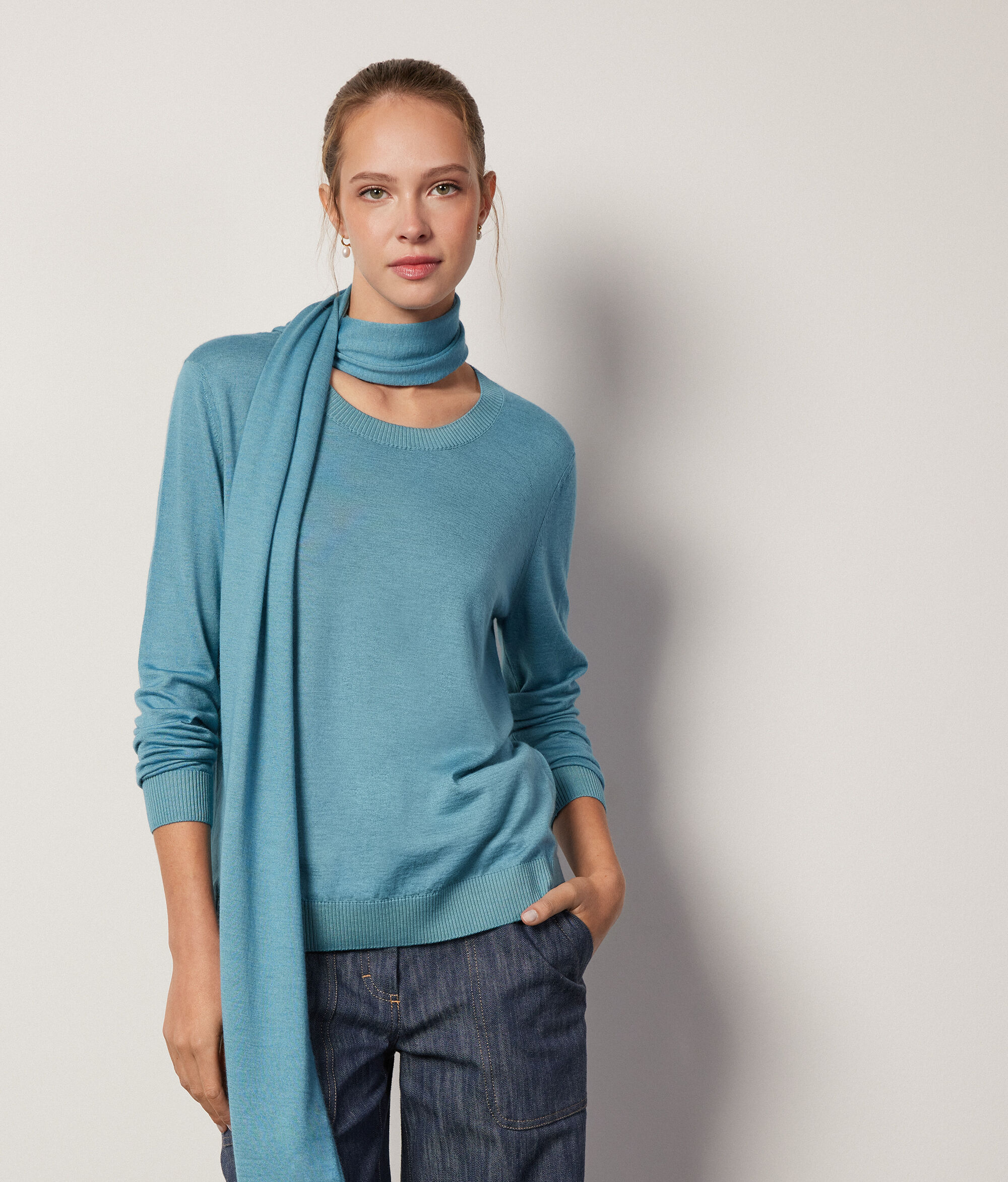 Pull femme en cachemire ultra-fin à col rond