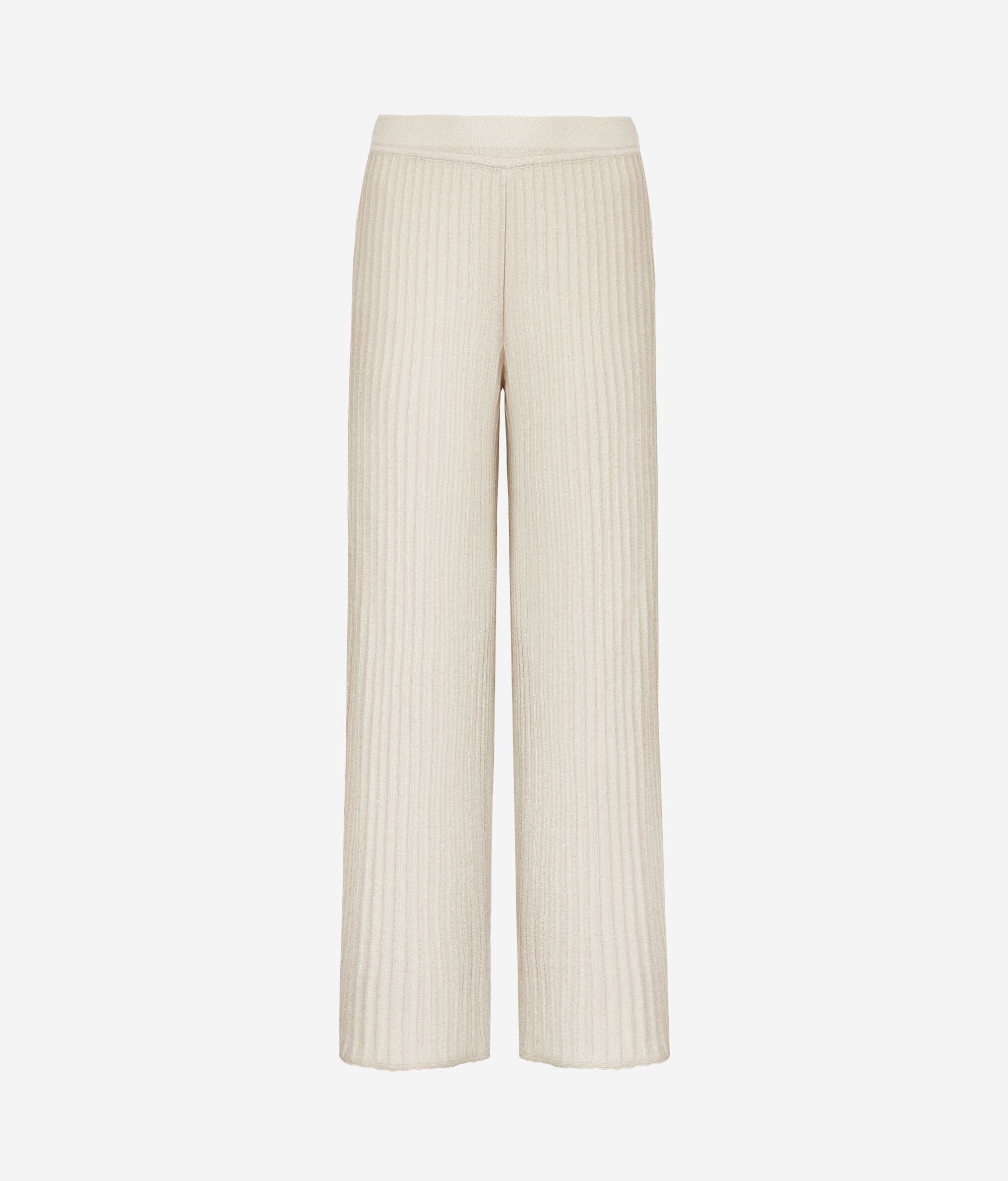 ラメ リブニット パンツ