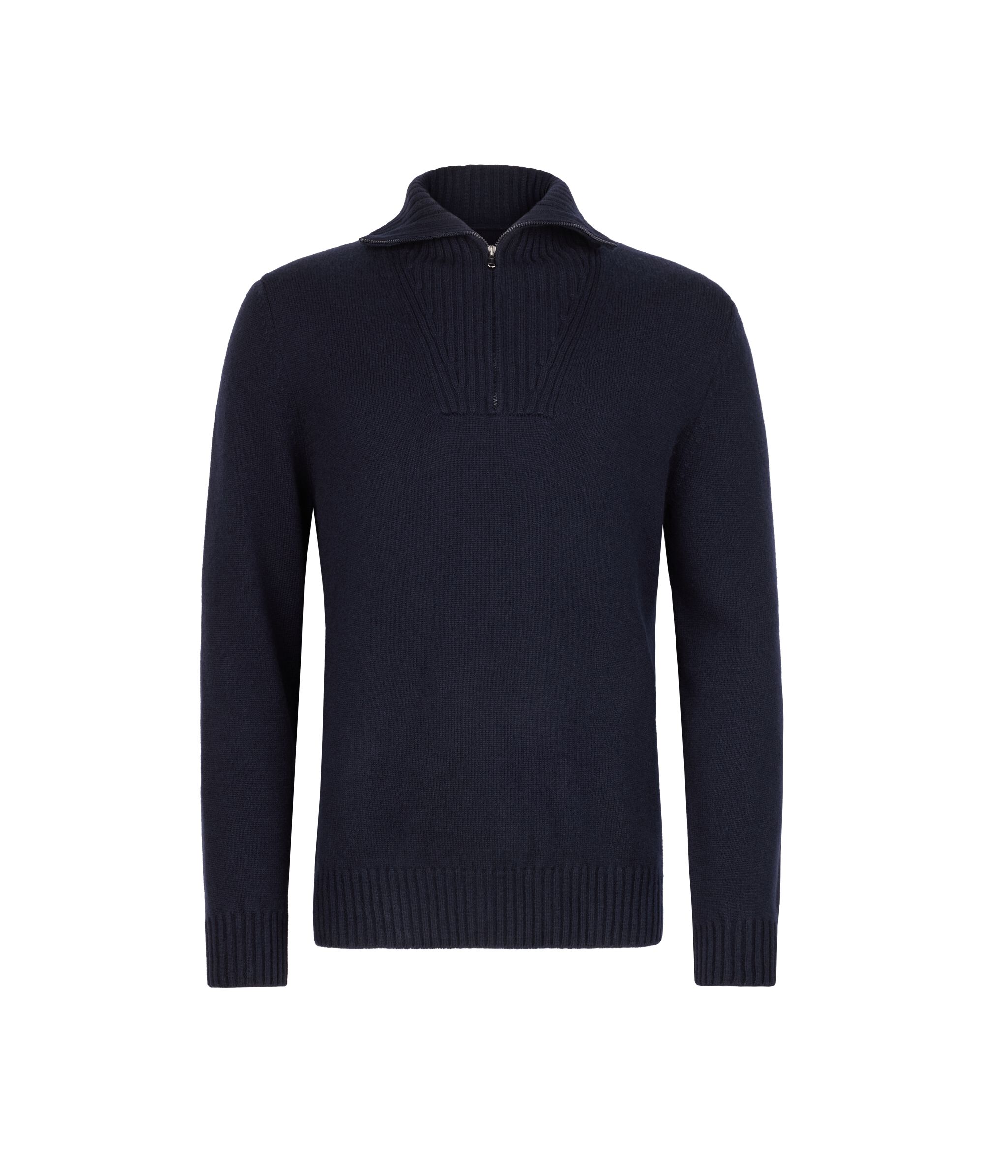 Ribbed Ultrasoft Cashmere pullover with zip
